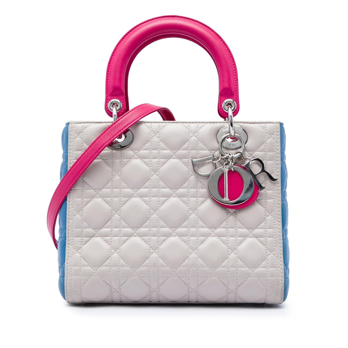 Dior Medium Tricolor Lambskin Cannage Lady Dior