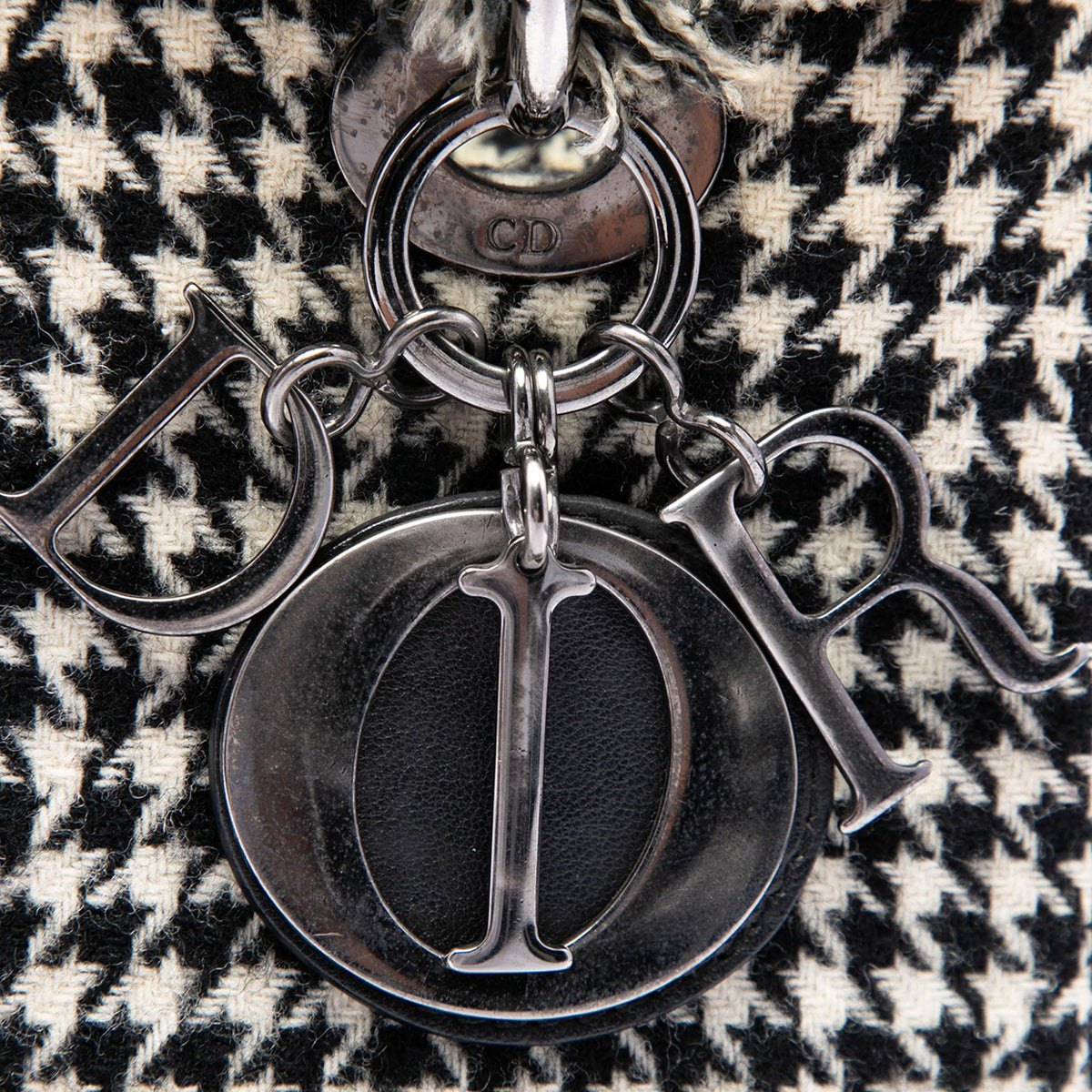 Dior Medium Tweed Fringe Houndstooth Lady Dior