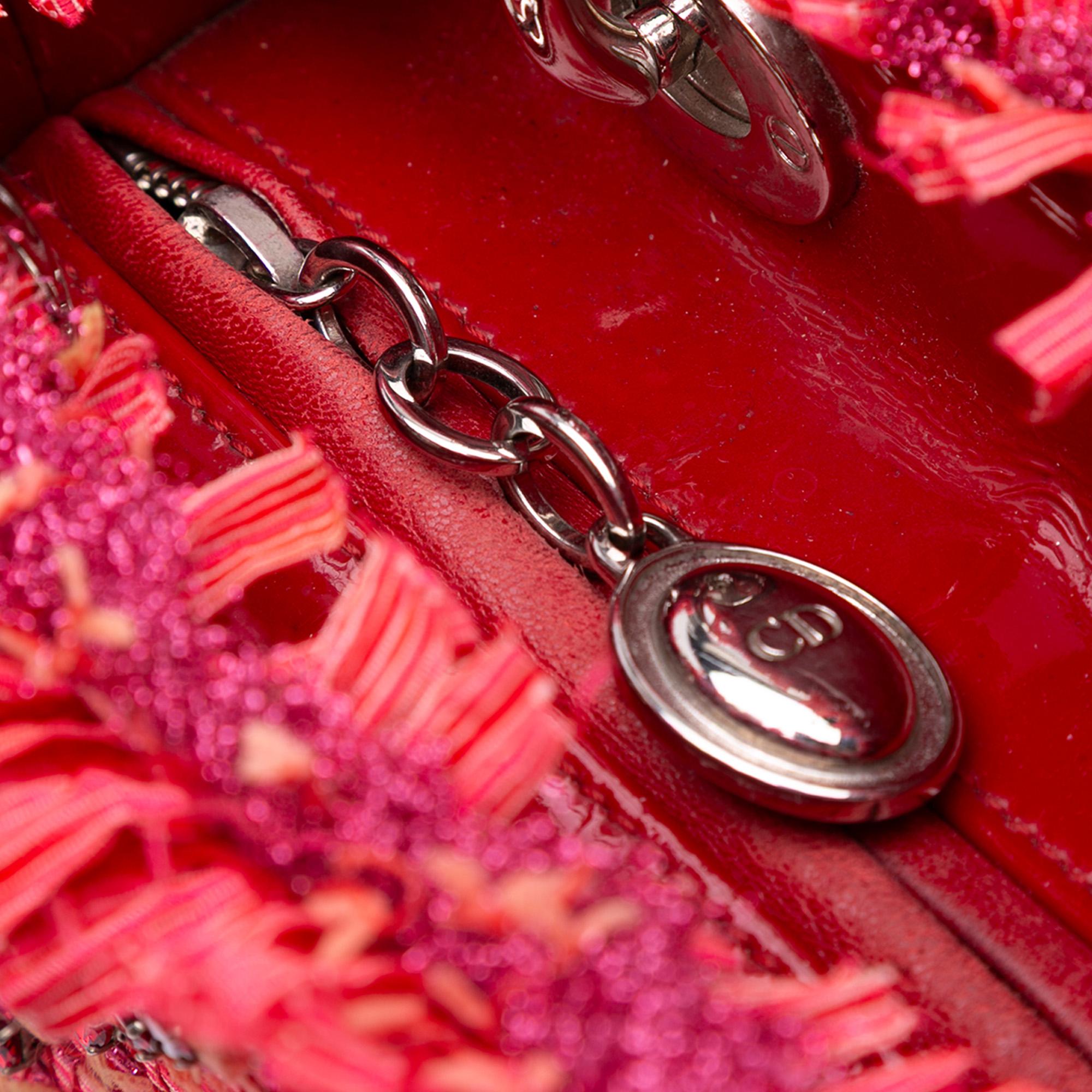 Dior Medium Tweed Fringe Rhinestone Lady Dior