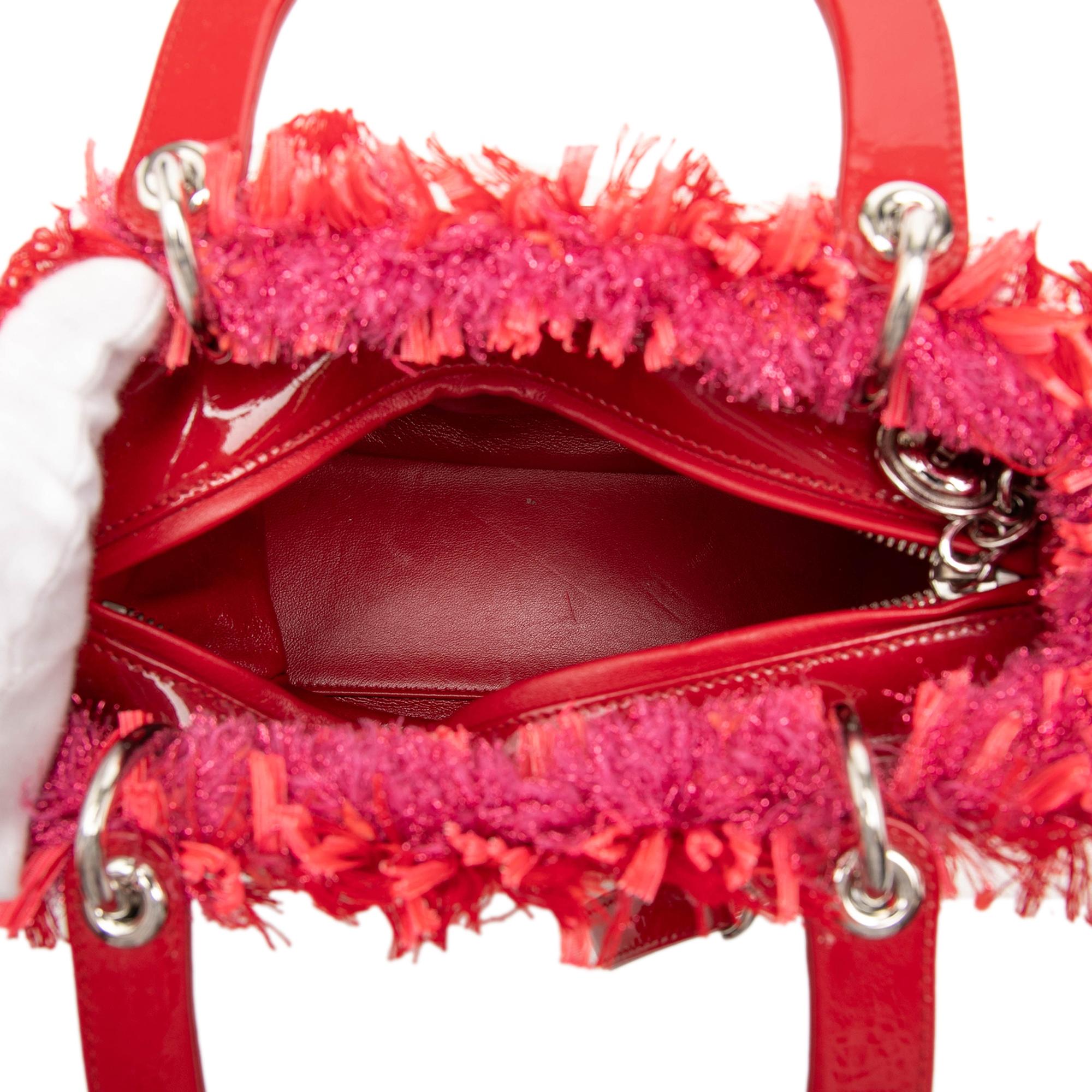 Dior Medium Tweed Fringe Rhinestone Lady Dior