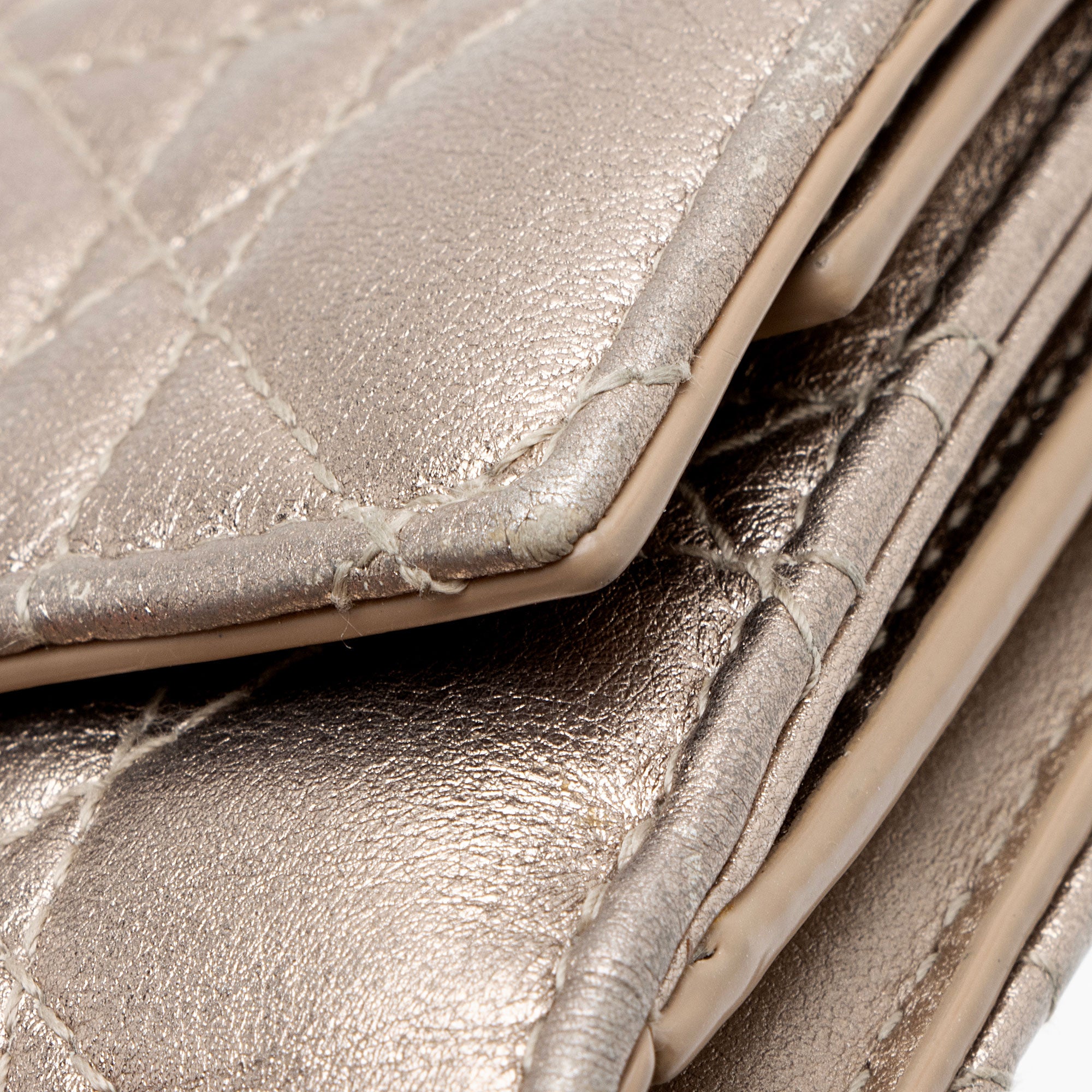 Dior Metallic Calfskin Lady Dior Lotus Wallet