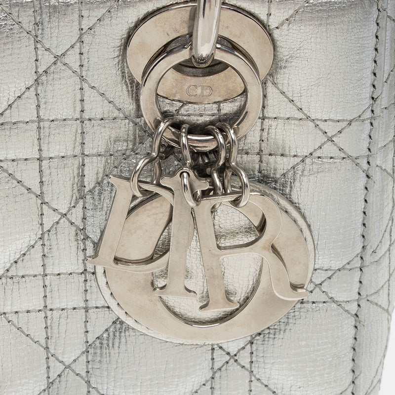 Dior Metallic Leather Lady Dior Small Tote (SHF-4YtjmZ)