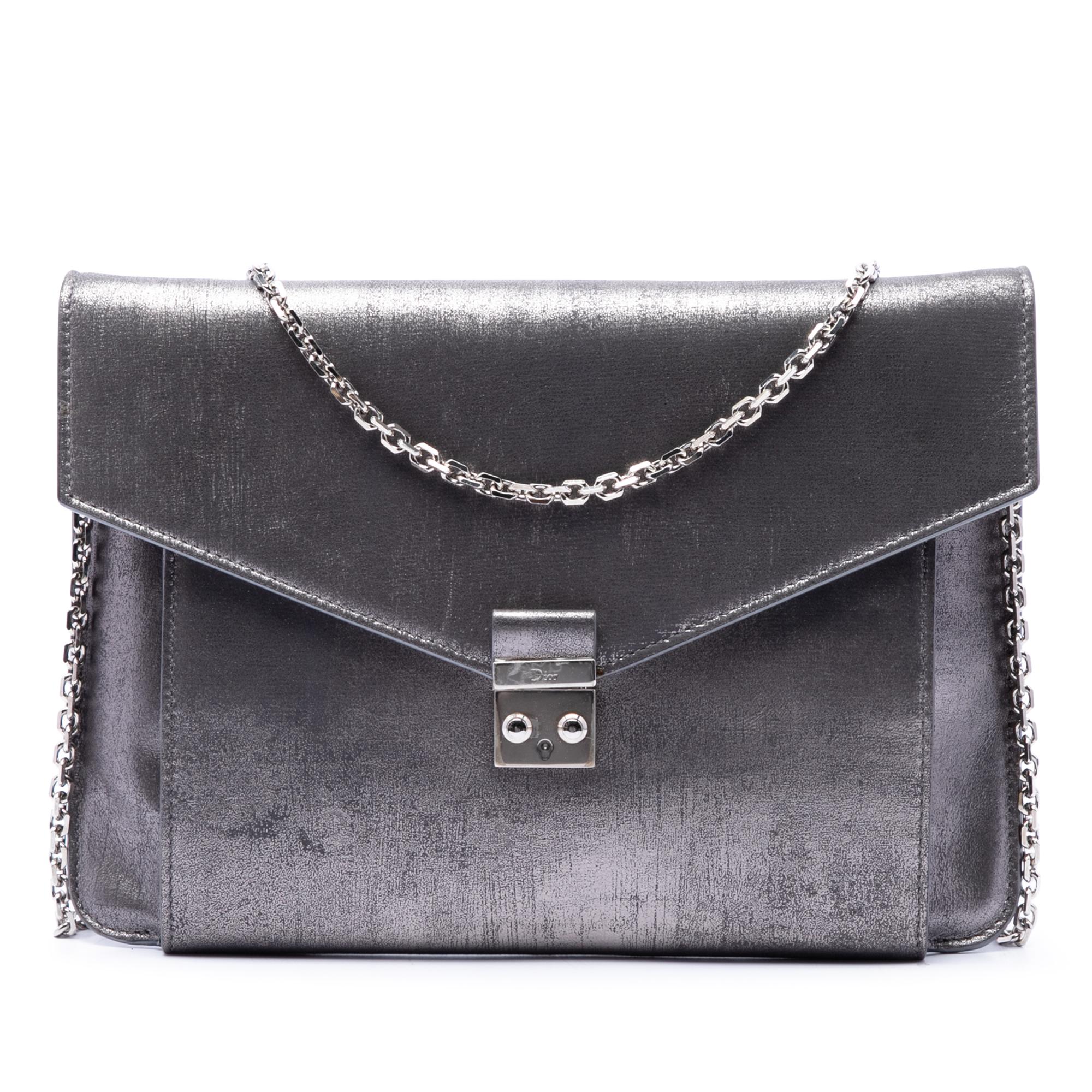 Dior Metallic Leather Shadow Soft Pouch on Chain