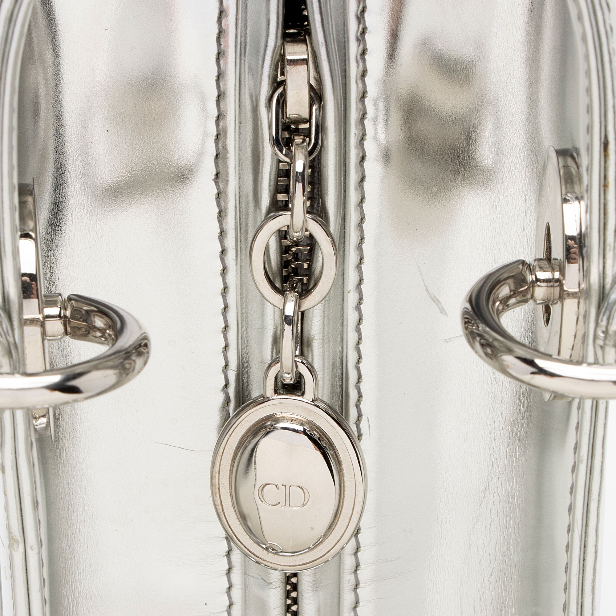 Dior Metallic Patent Leather Lady Dior Medium Tote