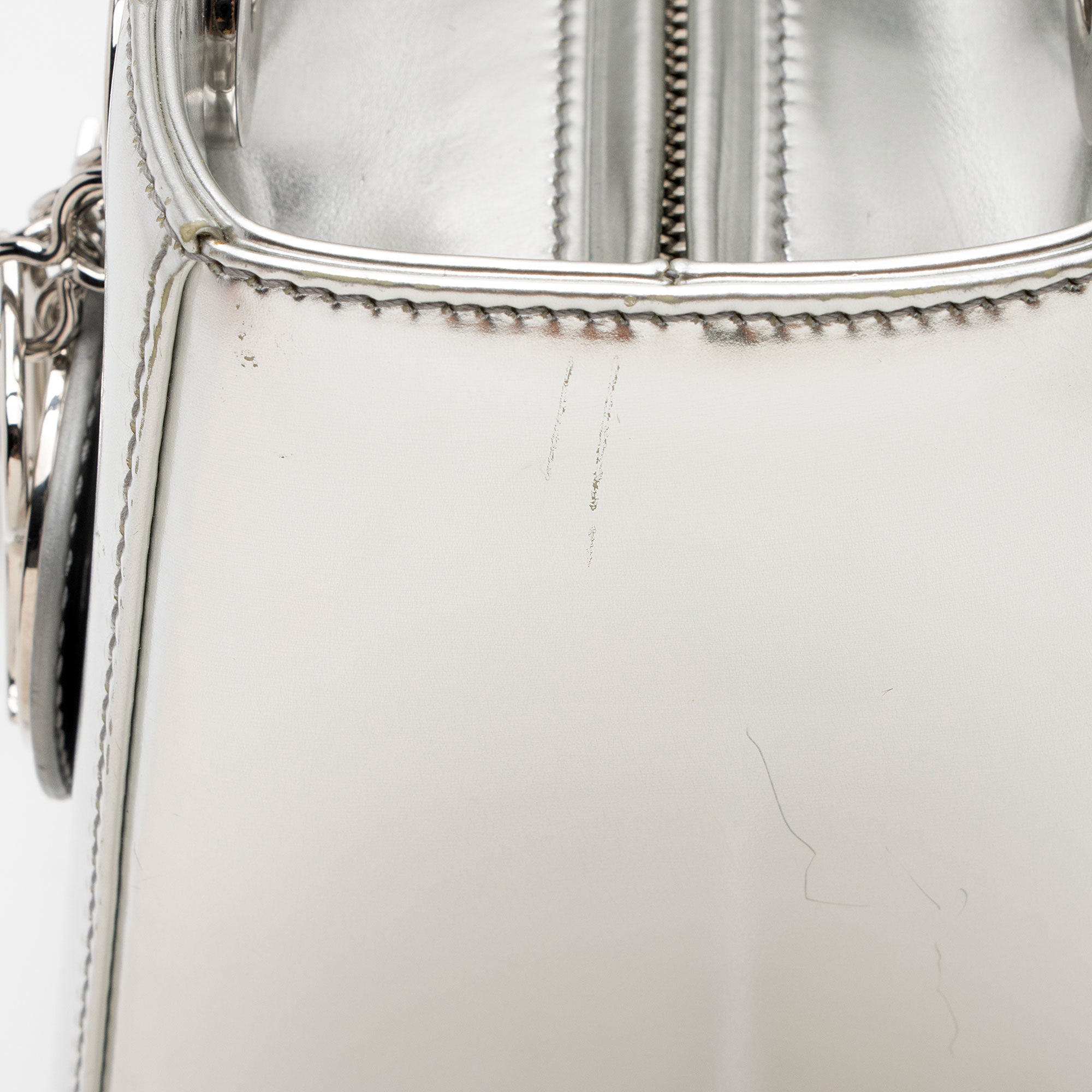 Dior Metallic Patent Leather Lady Dior Medium Tote