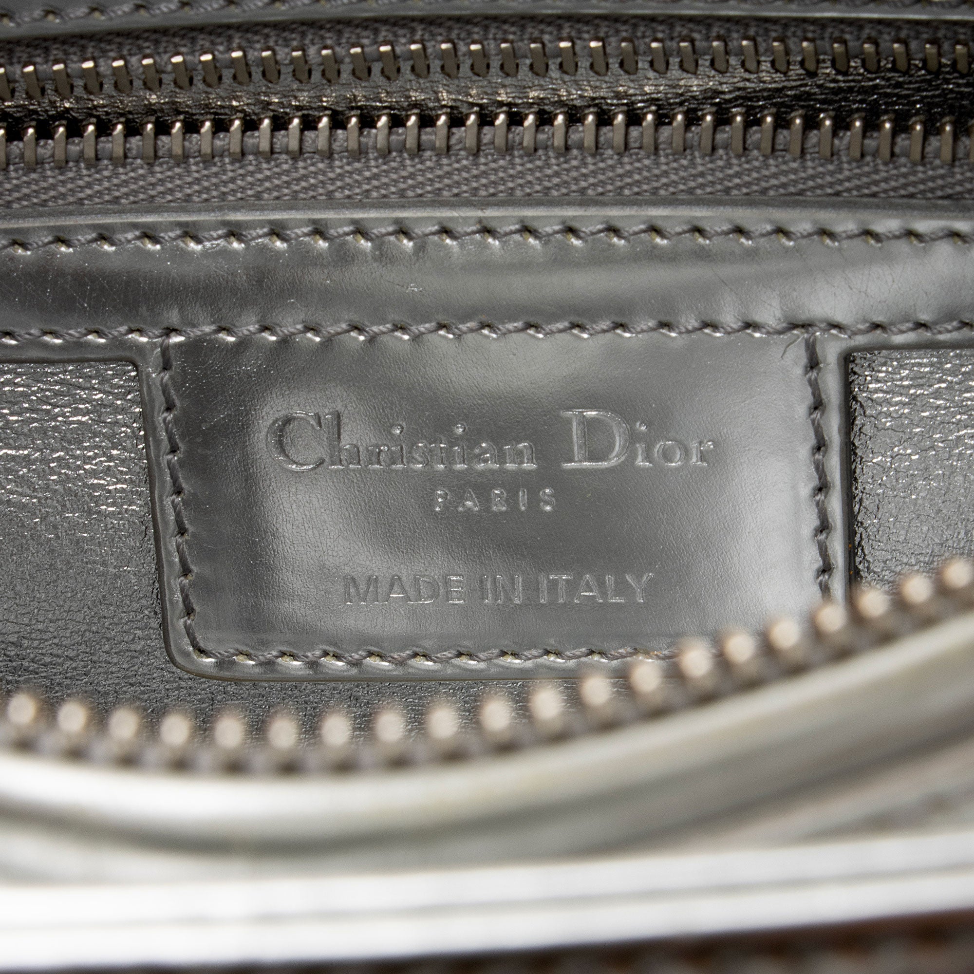 Dior Metallic Patent Leather Lady Dior Medium Tote