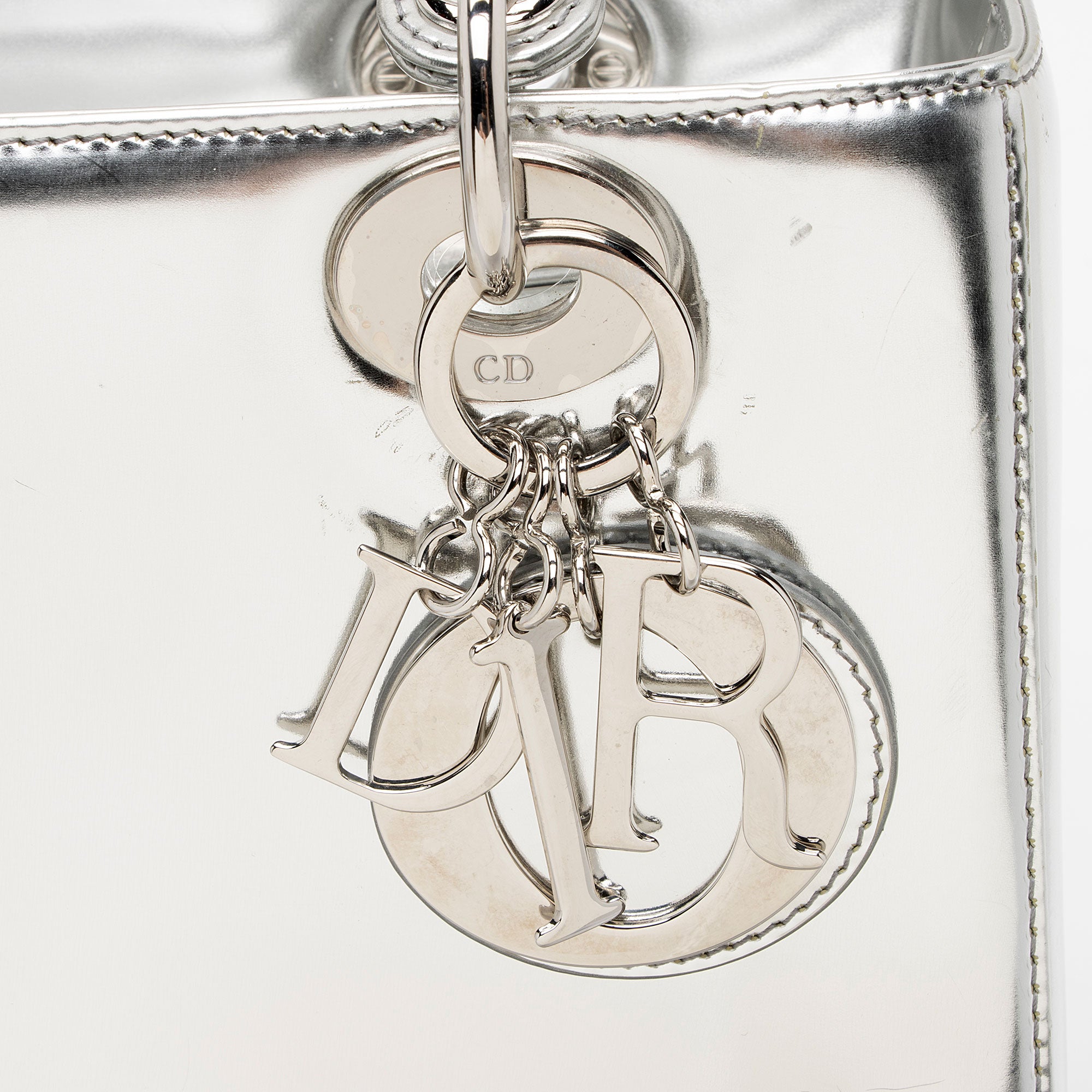 Dior Metallic Patent Leather Lady Dior Medium Tote