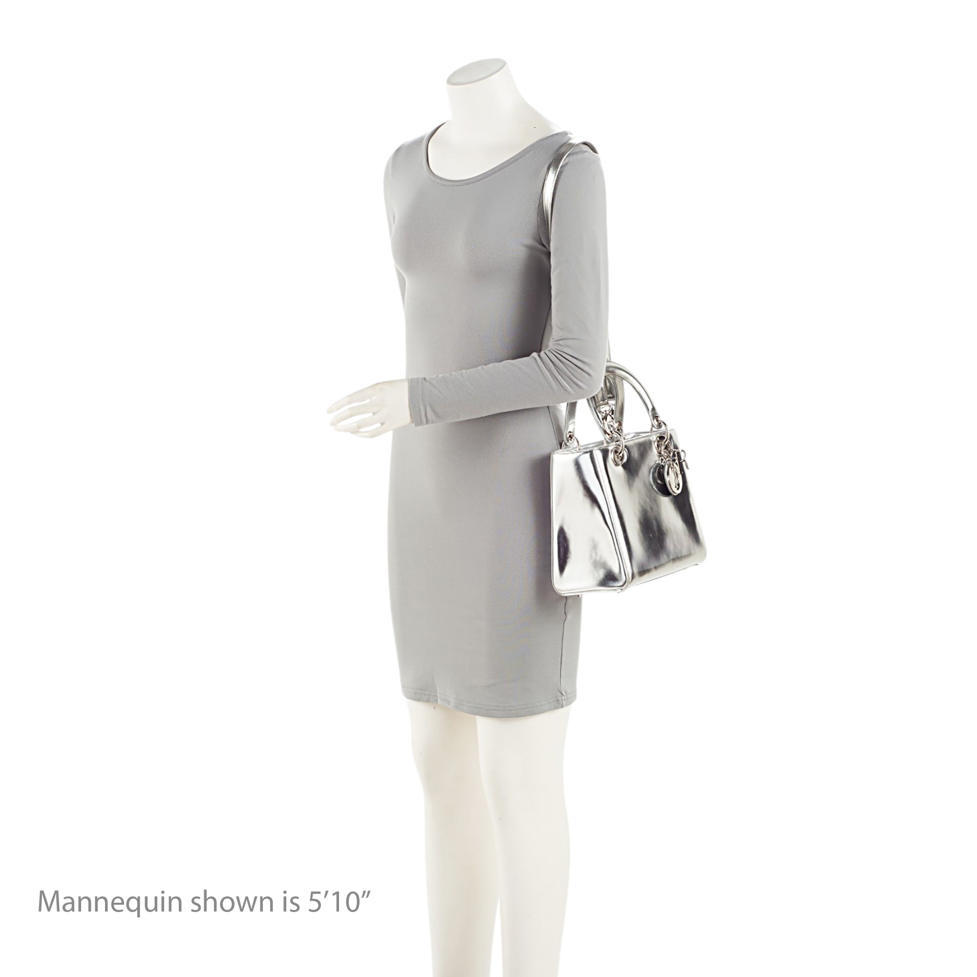 Dior Metallic Patent Leather Lady Dior Medium Tote