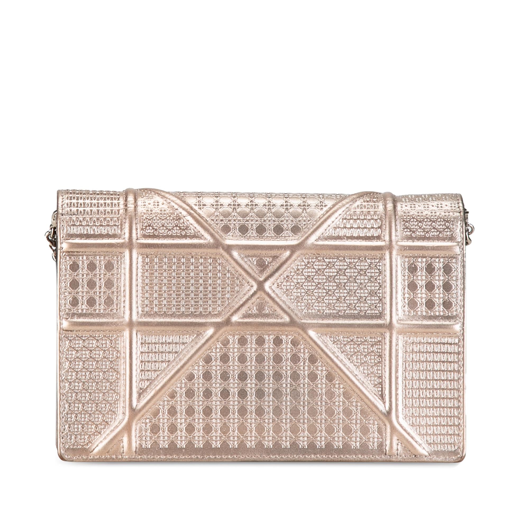 Dior Metallic Patent Microcannage Diorama Wallet on Chain (SHG-ZbLO9L)