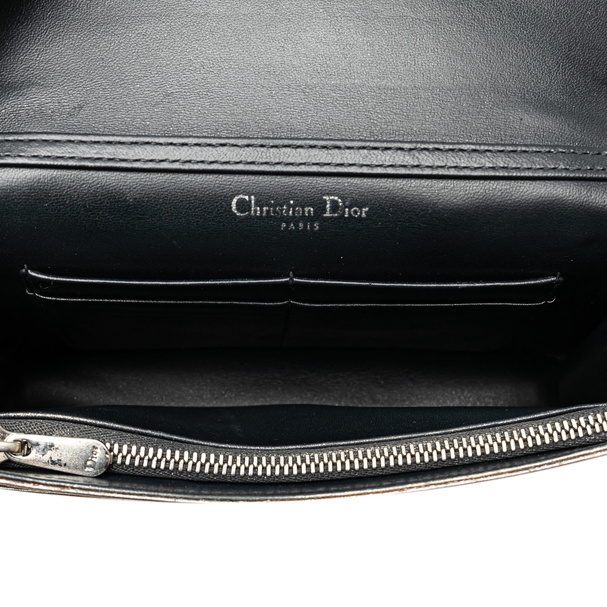Dior Metallic Patent Microcannage Diorama Wallet on Chain (SHG-ZbLO9L)