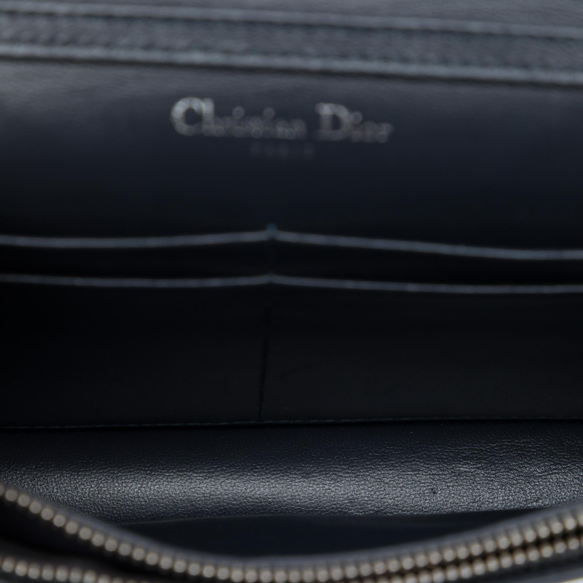 Dior Metallic Patent Microcannage Diorama Wallet on Chain