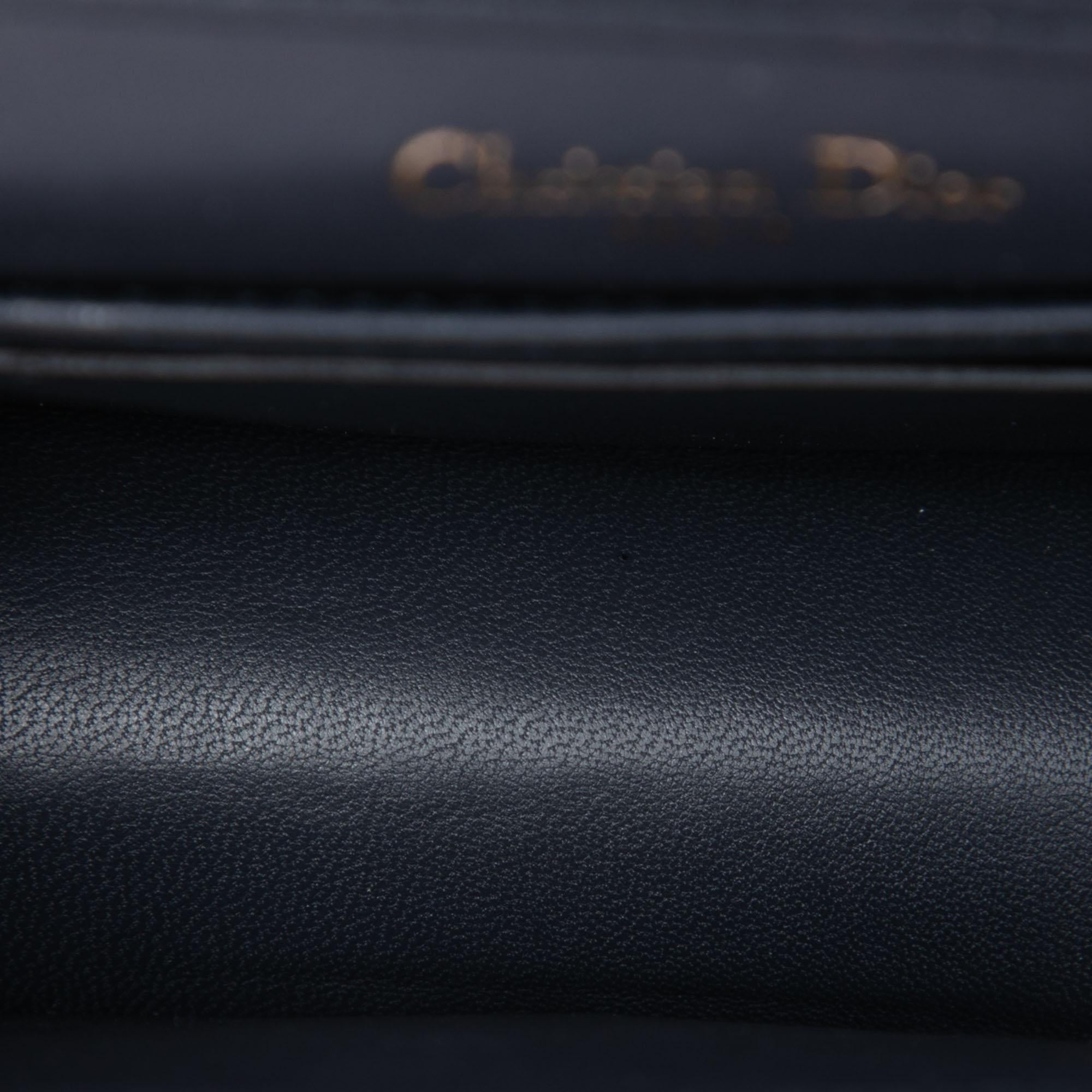 Dior Metallic Patent Microcannage Diorama Wallet on Chain
