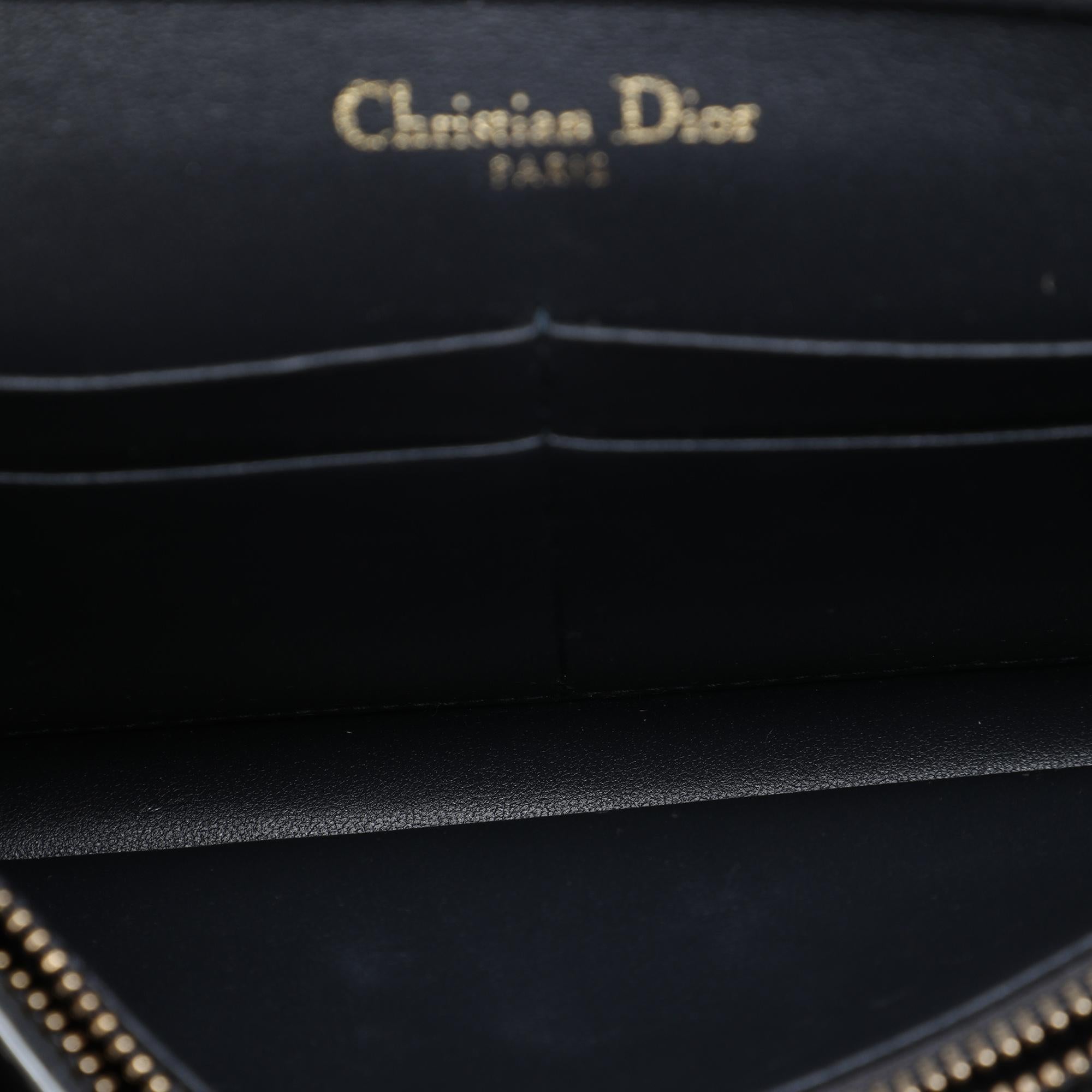 Dior Metallic Patent Microcannage Diorama Wallet on Chain