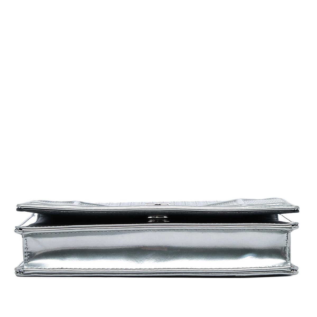 Dior Metallic Patent Microcannage Diorama Wallet on Chain