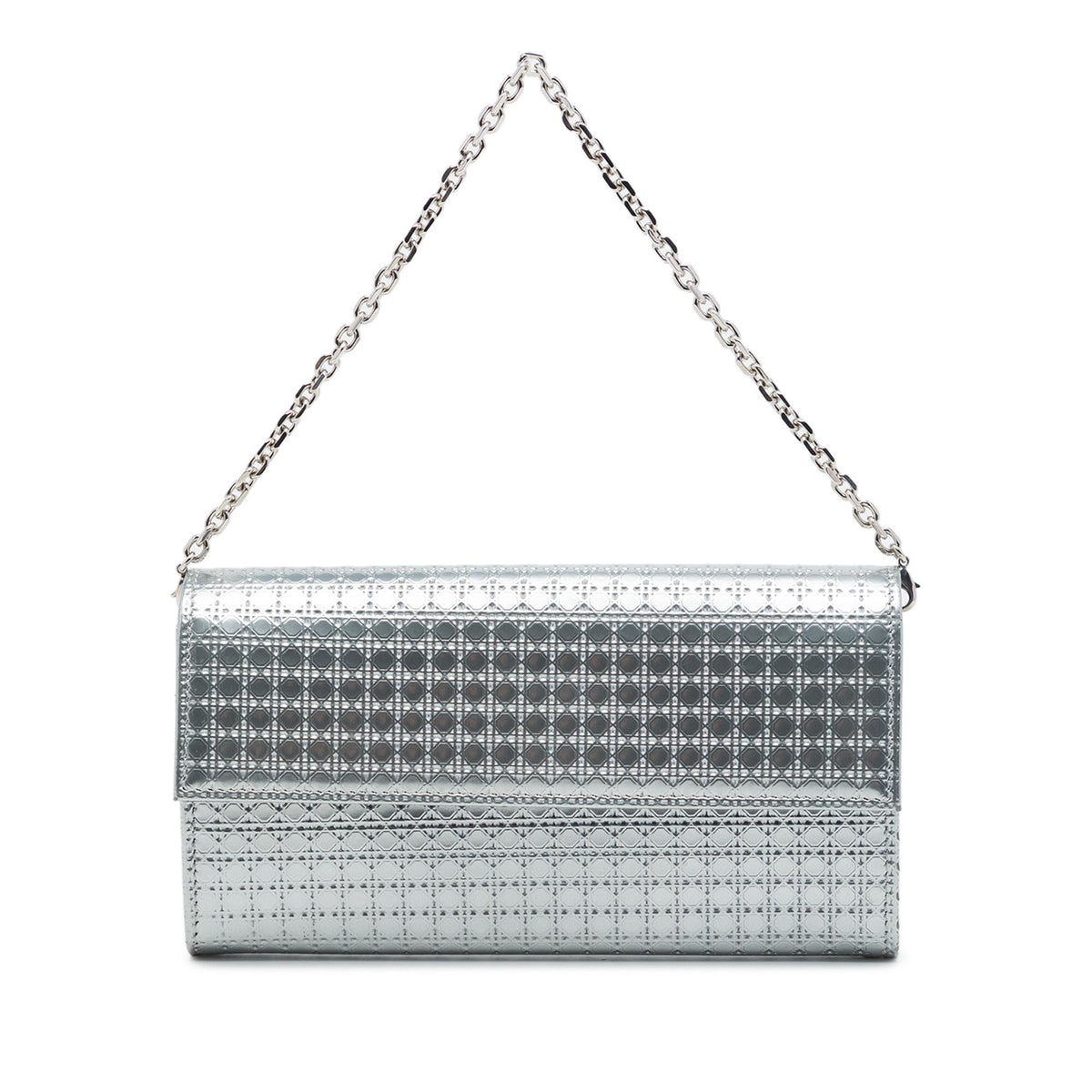 Dior Metallic Patent Microcannage Lady Dior Croisiere Wallet On Chain