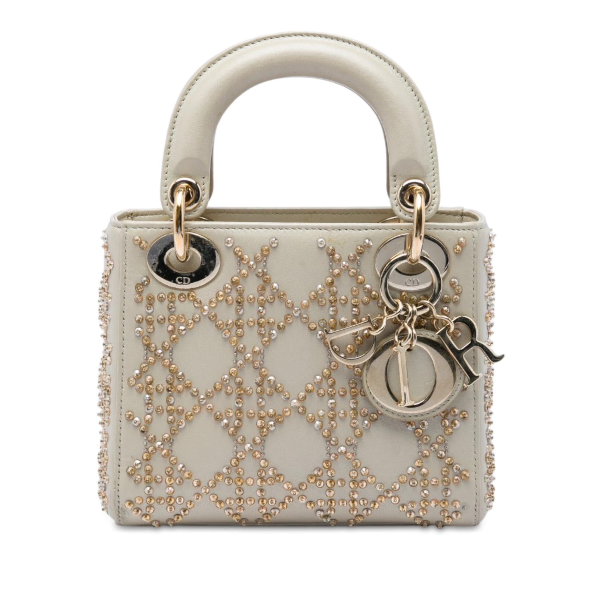 Dior Mini Beaded Metallic Lambskin Cannage Lady Dior
