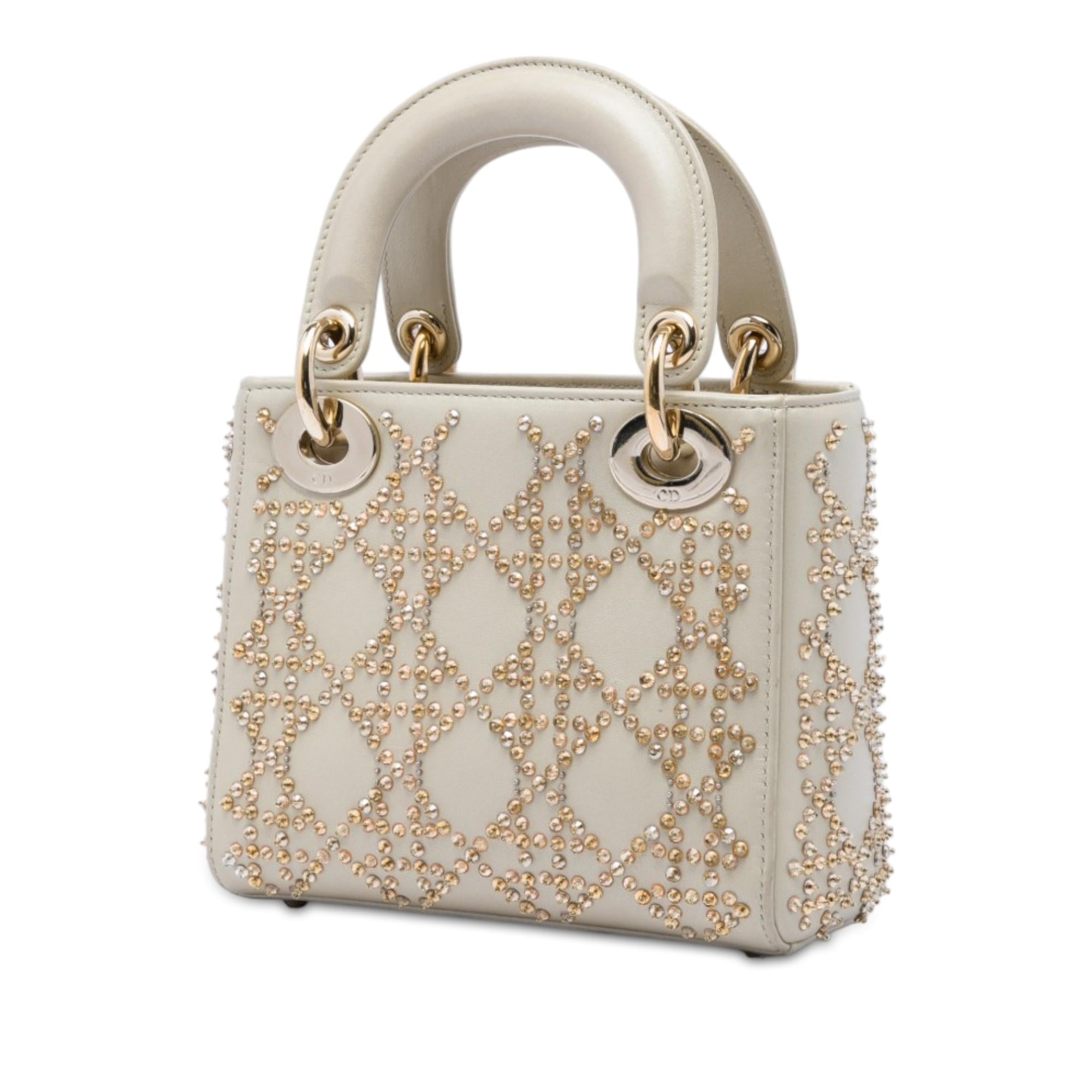 Dior Mini Beaded Metallic Lambskin Cannage Lady Dior