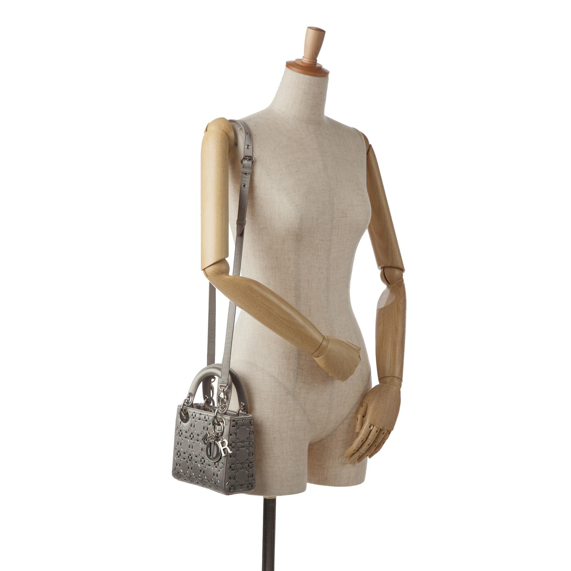 Dior Mini Beaded Satin Cannage Lady Dior (SHG-gwW3DC)