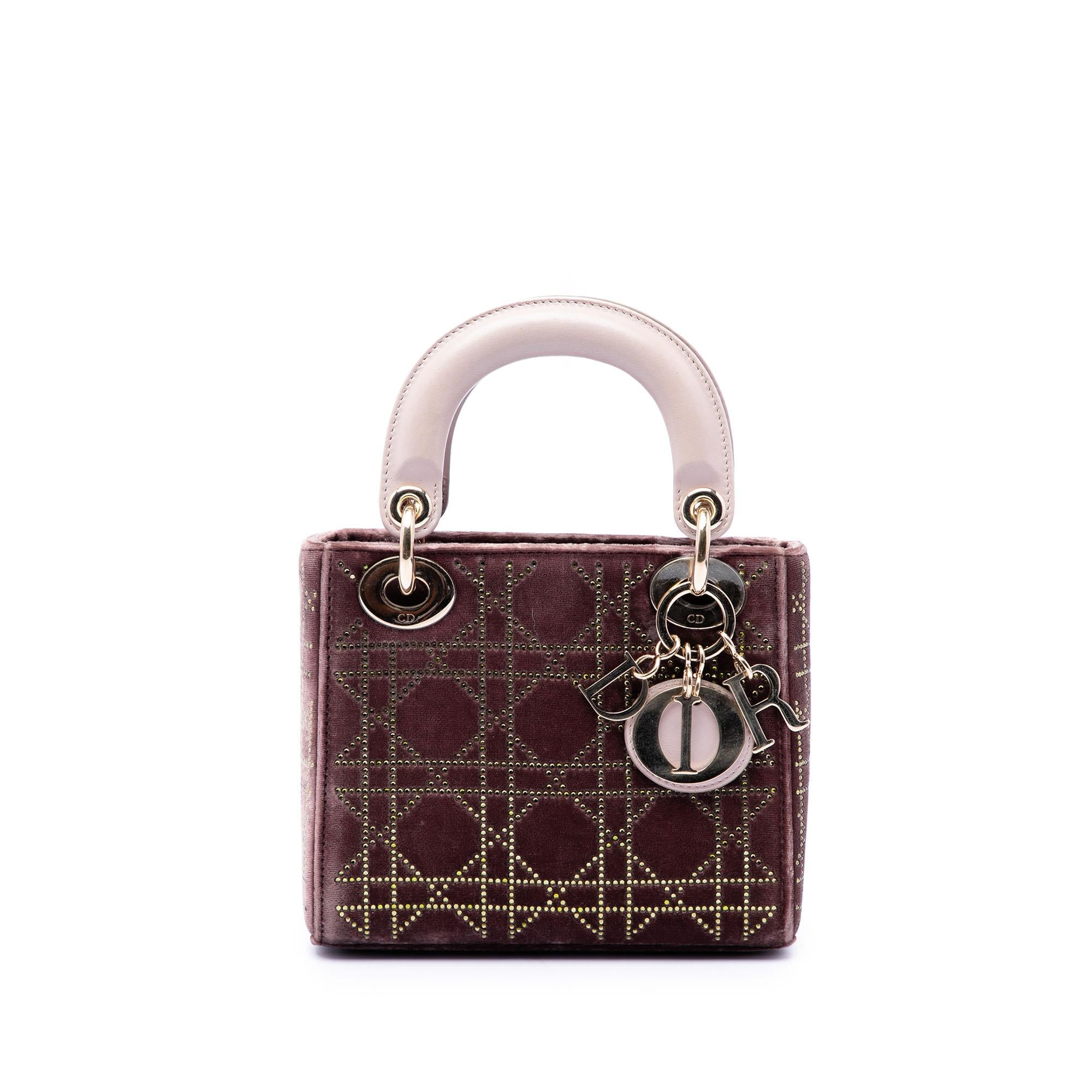 Dior Mini Bicolor Velvet Cannage Strass Embellished Lady Dior