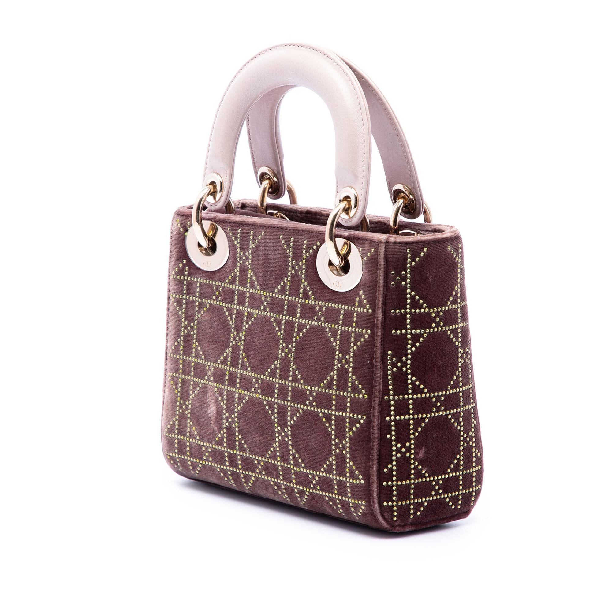 Dior Mini Bicolor Velvet Cannage Strass Embellished Lady Dior