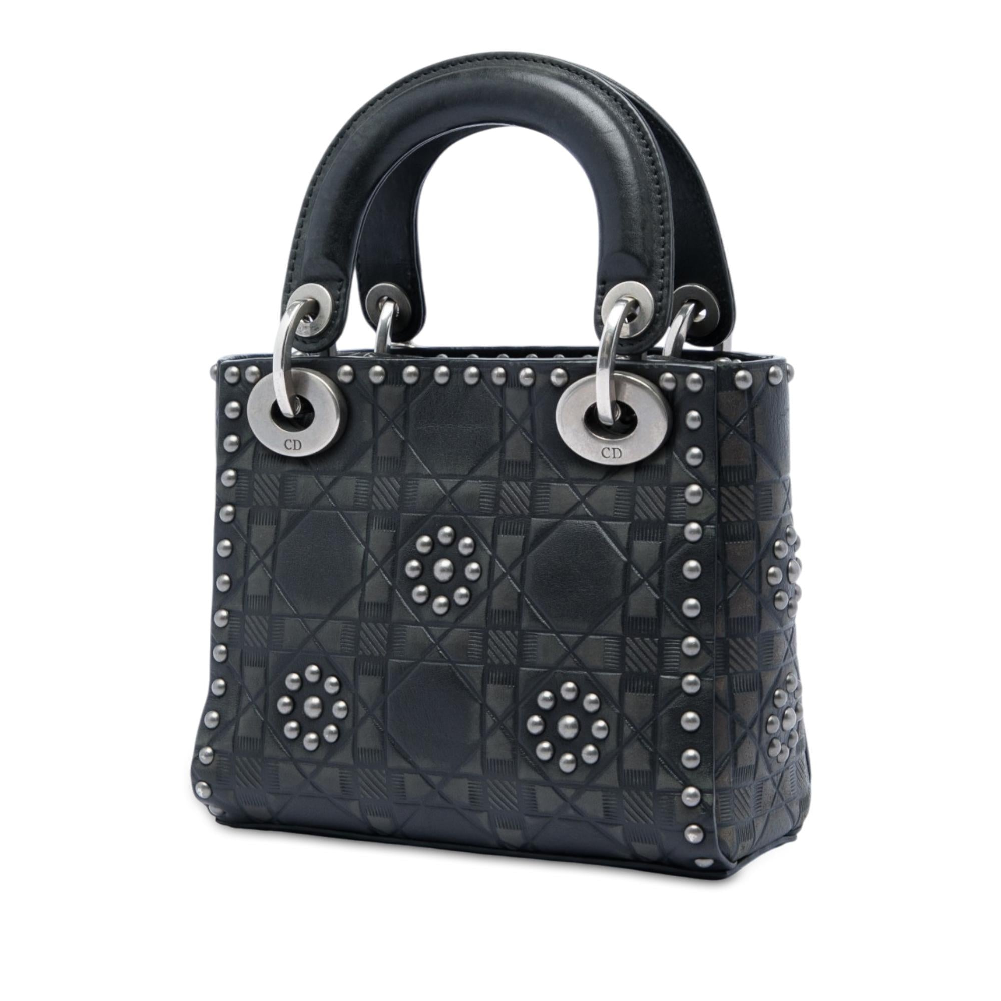 Dior Mini Calfskin Cannage Studded Flower Lady Dior