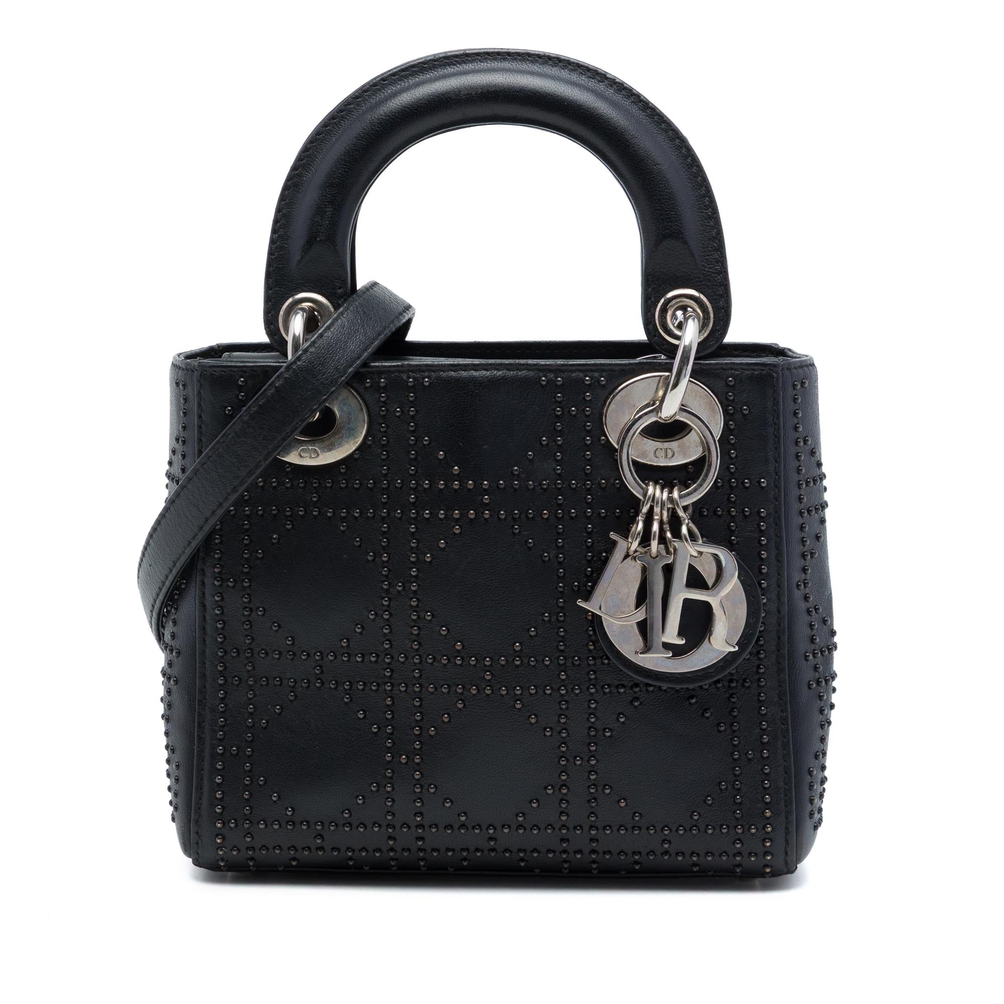 Dior Mini Calfskin Cannage Studded Lady Dior
