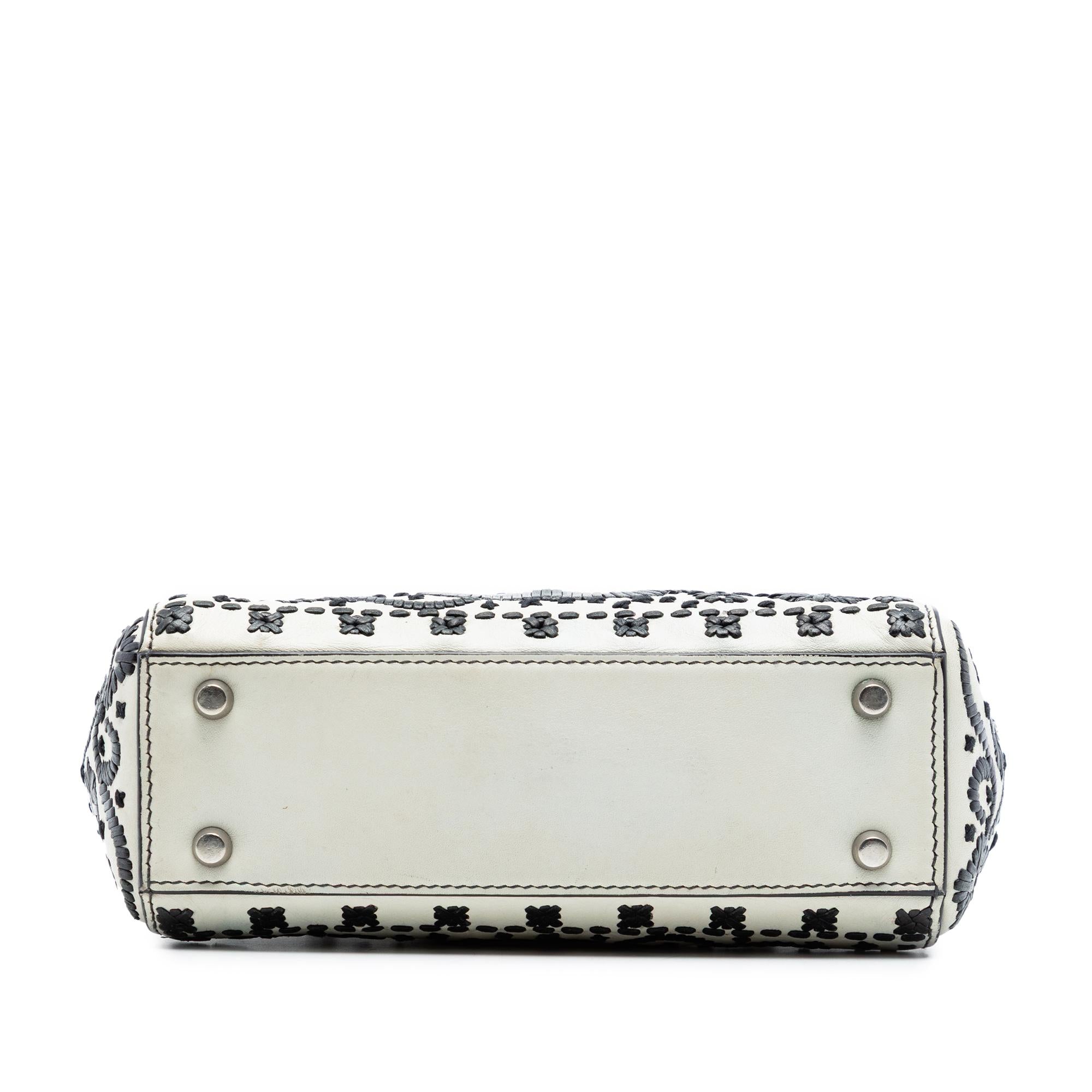 Dior Mini Calfskin Flower Embroidered Lady Dior