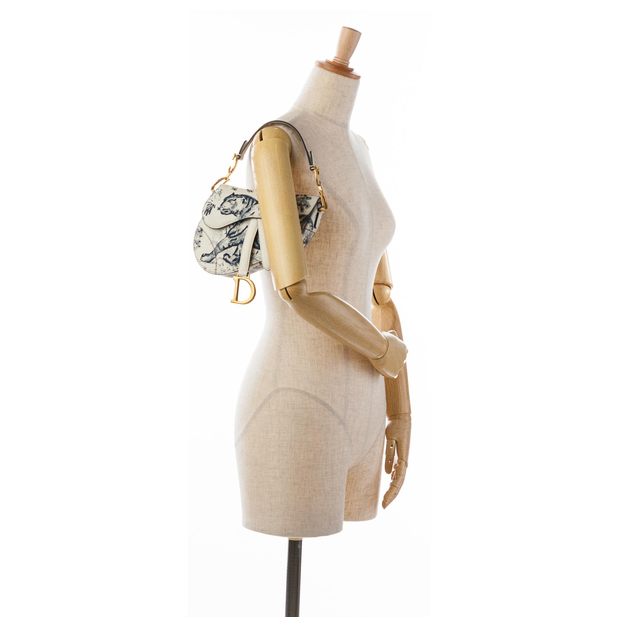 Dior Mini Calfskin Toile de Jouy Saddle Bag (SHG-pyknsl)