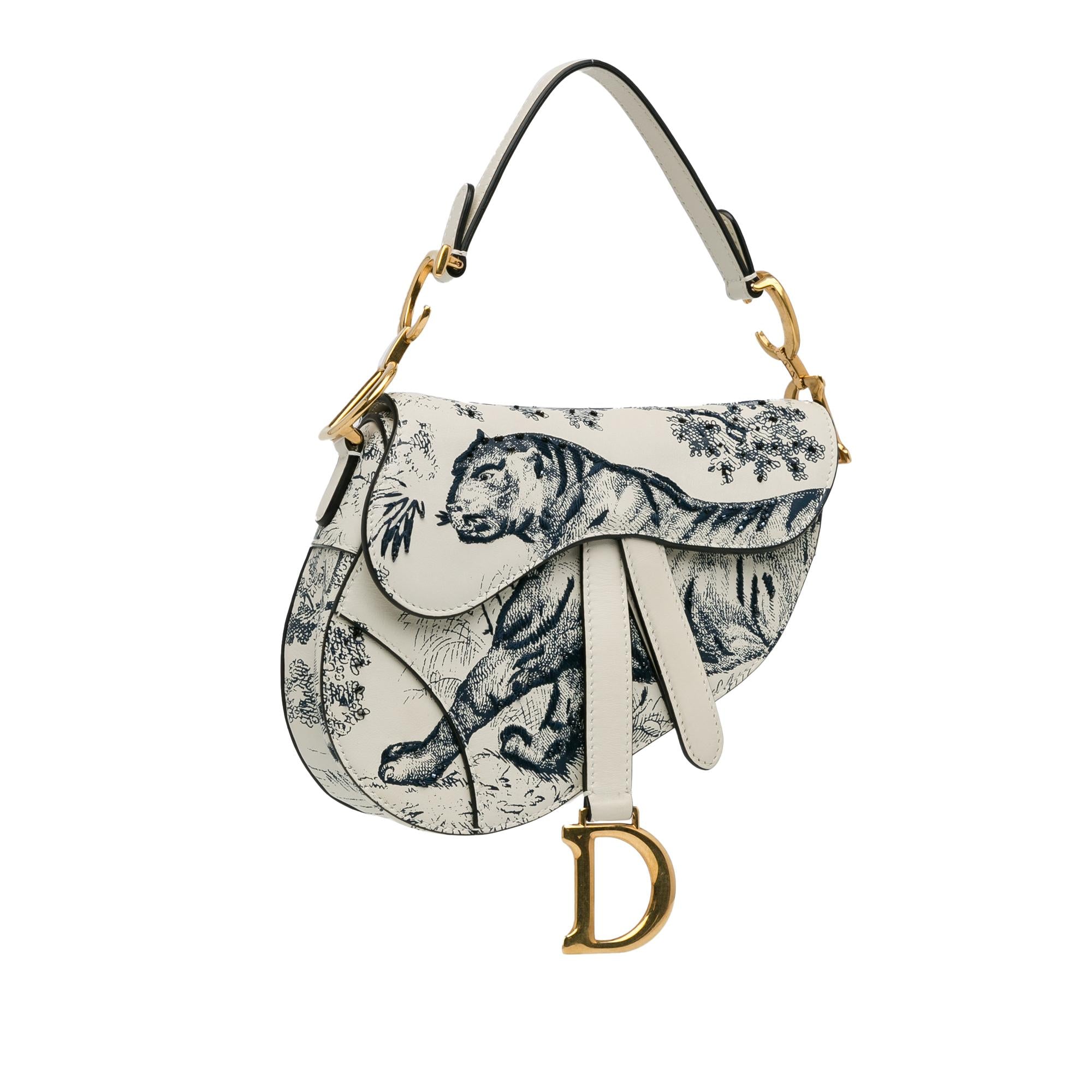 Dior Mini Calfskin Toile de Jouy Saddle Bag (SHG-pyknsl)