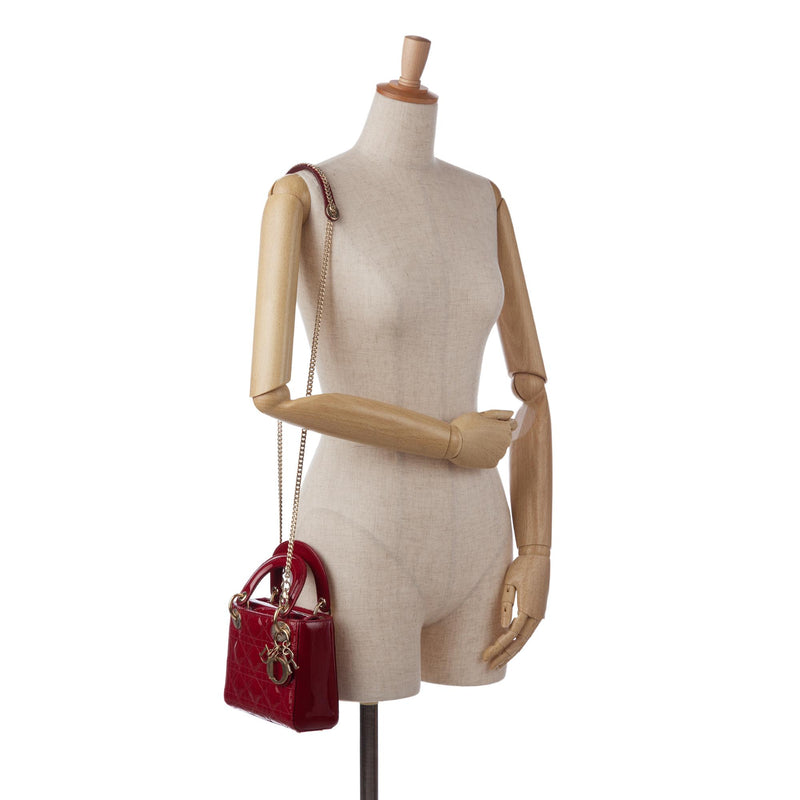 Lady dior mini red patent new arrivals