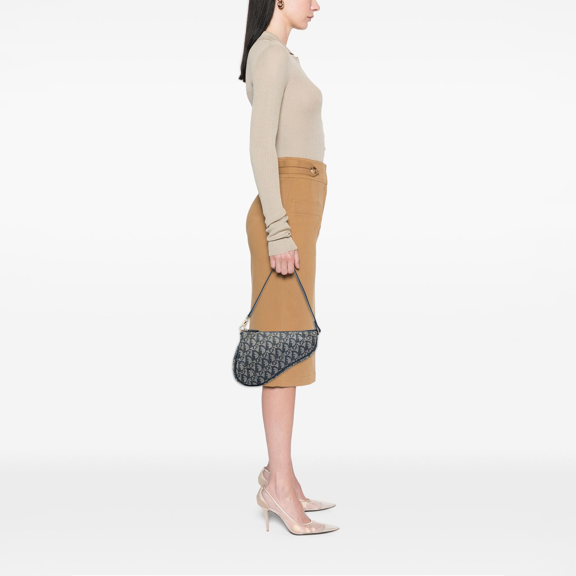 Dior Mini Diorissimo Canvas Saddle Pochette