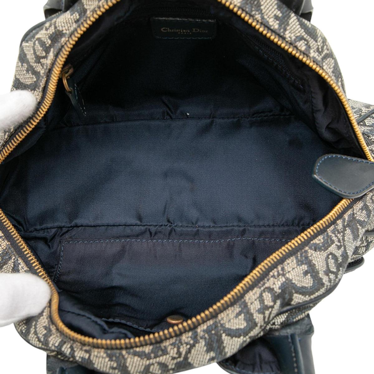 Dior Mini Diorissimo Trotter Canvas Double Saddle Bowler Bag