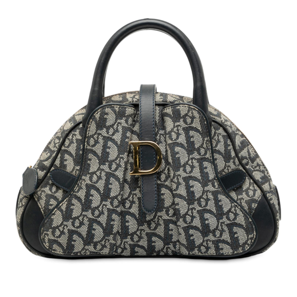 Dior Mini Diorissimo Trotter Canvas Double Saddle Bowler Bag