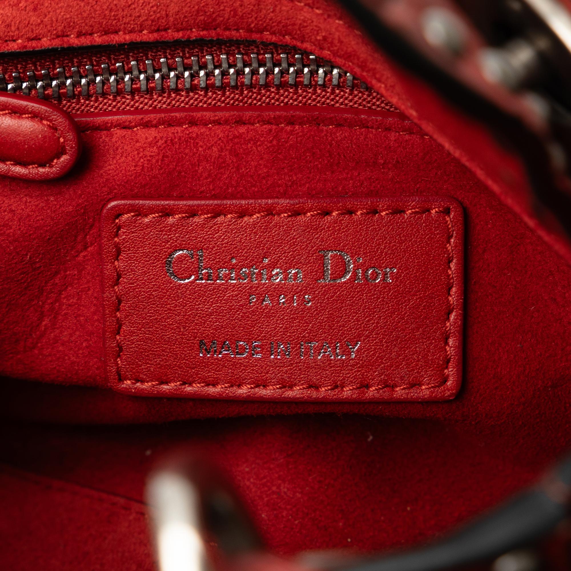 Dior Mini Embossed Calfskin Cannage Studded Lady Dior