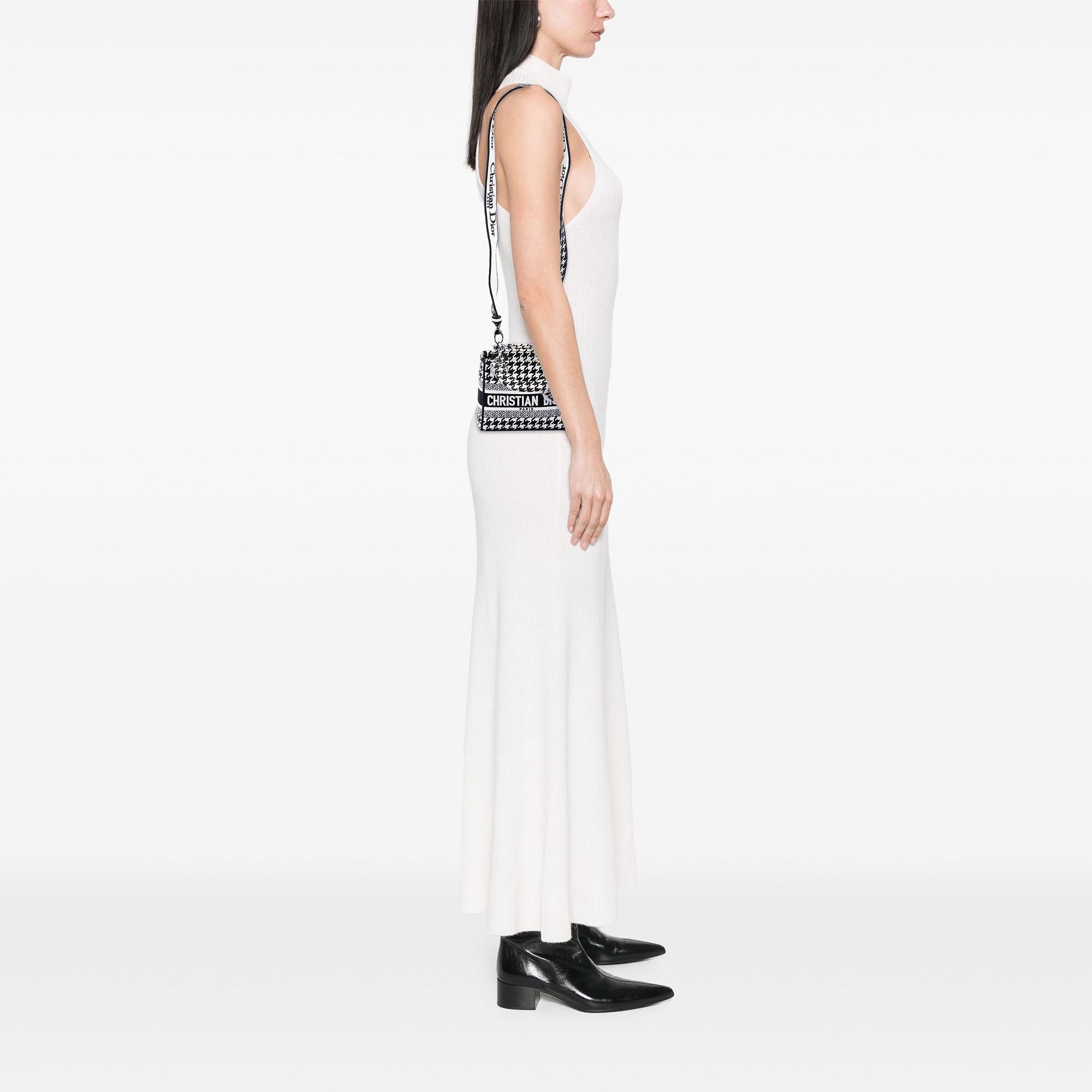 Dior Mini Embroidered Canvas Houndstooth Lady D Lite