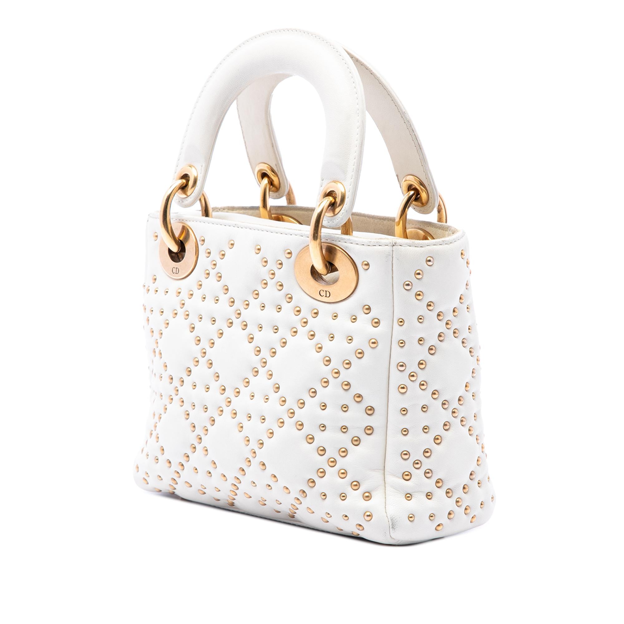 Dior Mini Lambskin Cannage Studded Supple Lady Dior