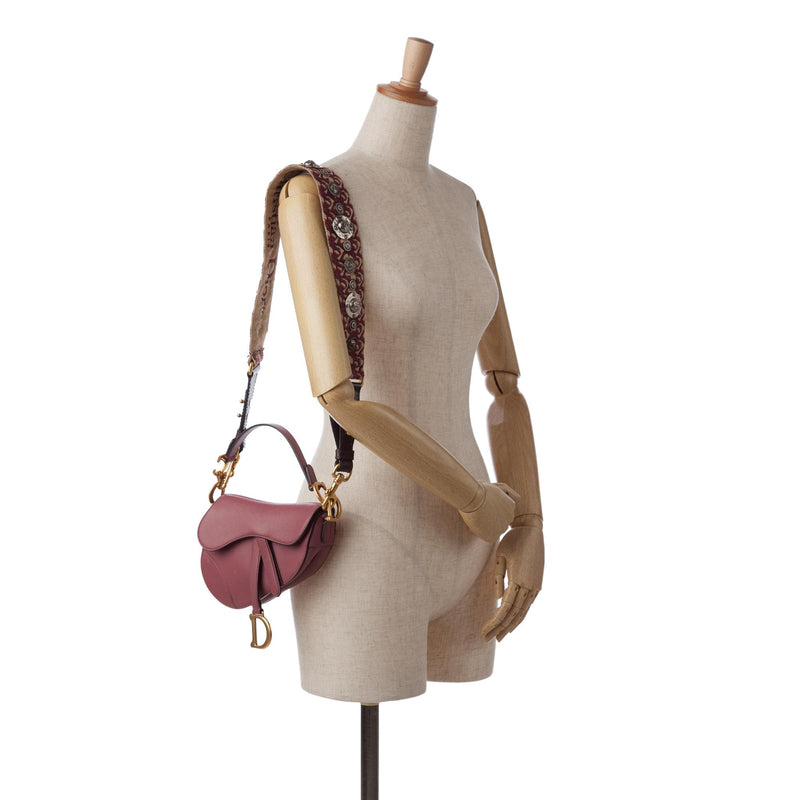 Dior Mini Leather Saddle Bag (SHG-WU9mOF)