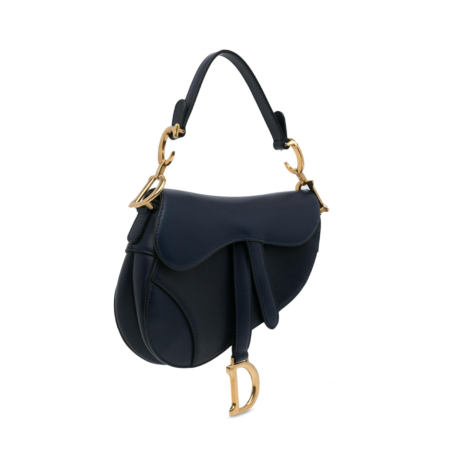 Dior Mini Leather Saddle Bag (SHG-SdNmmH)