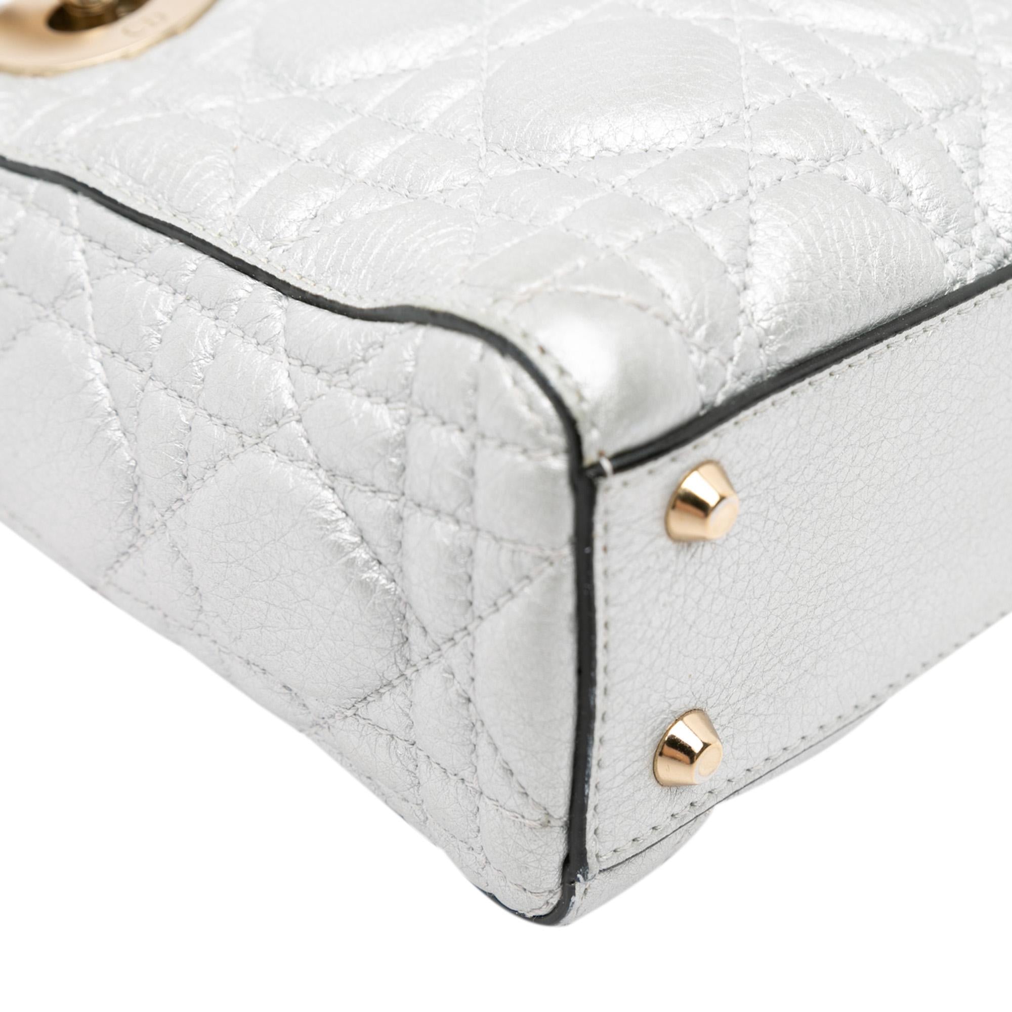 Dior Mini Metallic Calfskin Cannage Supple Lady Dior (SHG-TXv18m)