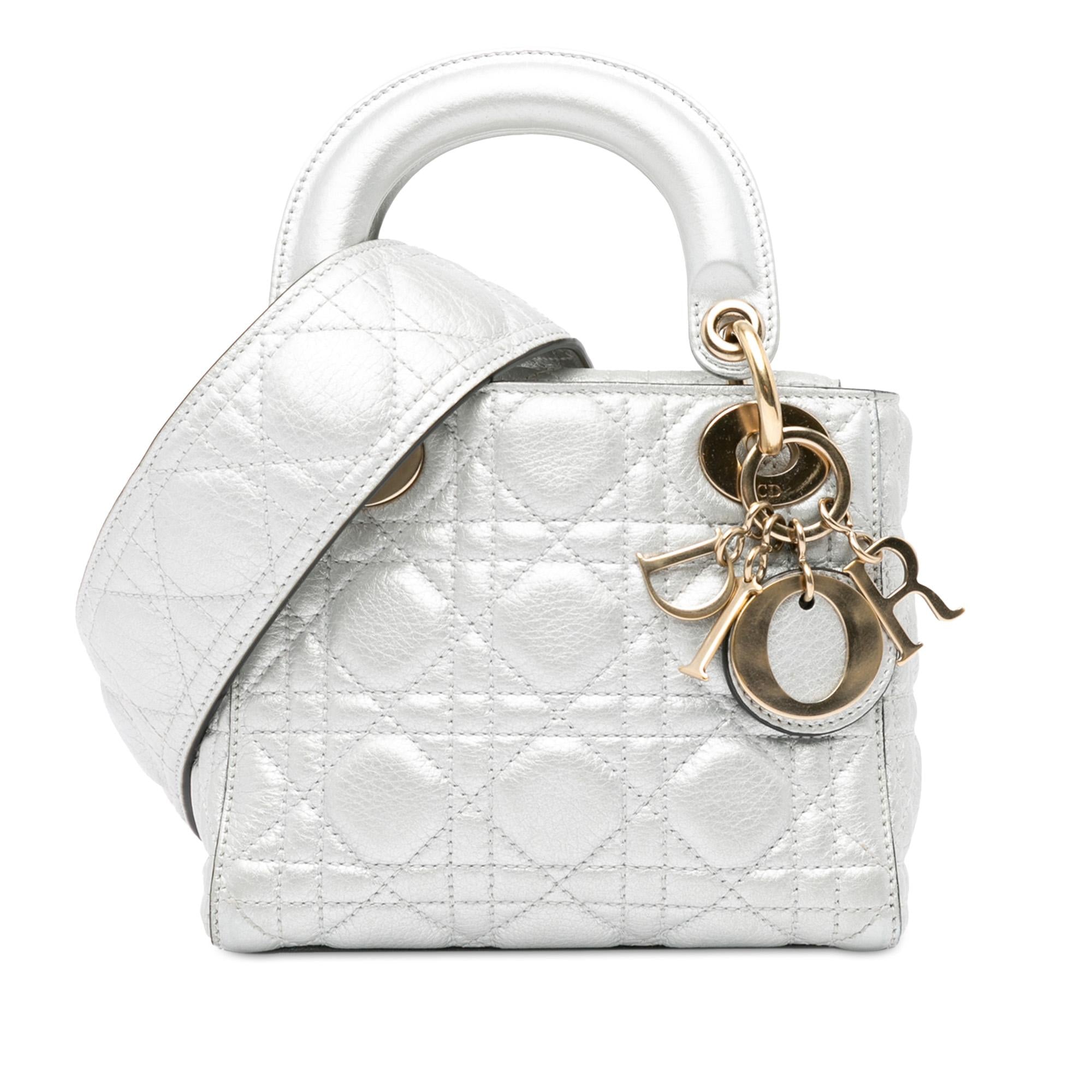 Dior Mini Metallic Calfskin Cannage Supple Lady Dior (SHG-TXv18m)