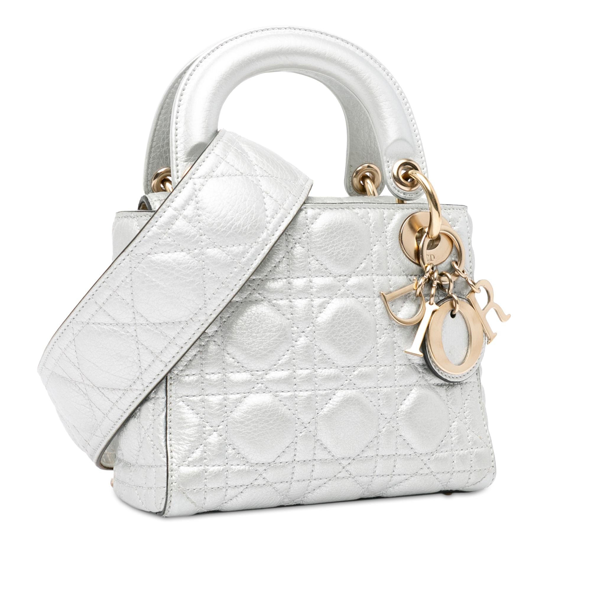 Dior Mini Metallic Calfskin Cannage Supple Lady Dior (SHG-TXv18m)