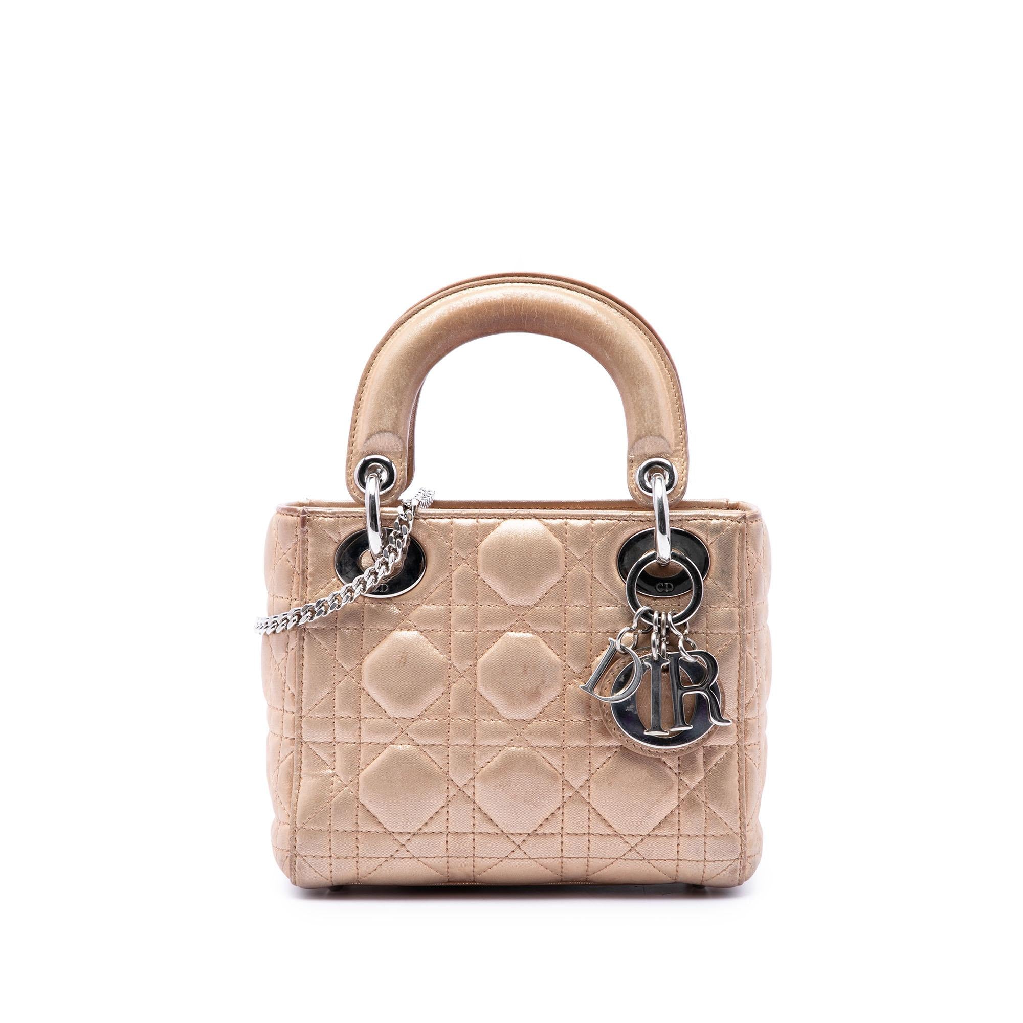 Dior Mini Metallic Lambskin Cannage Lady Dior