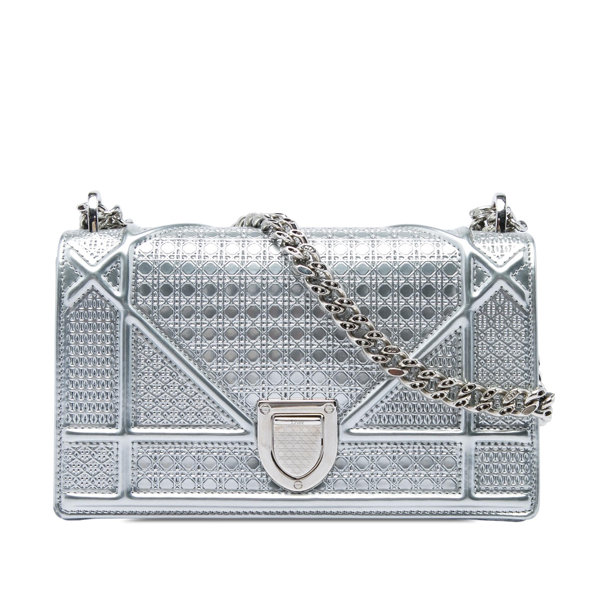 Dior Mini Metallic Patent Microcannage Diorama Flap