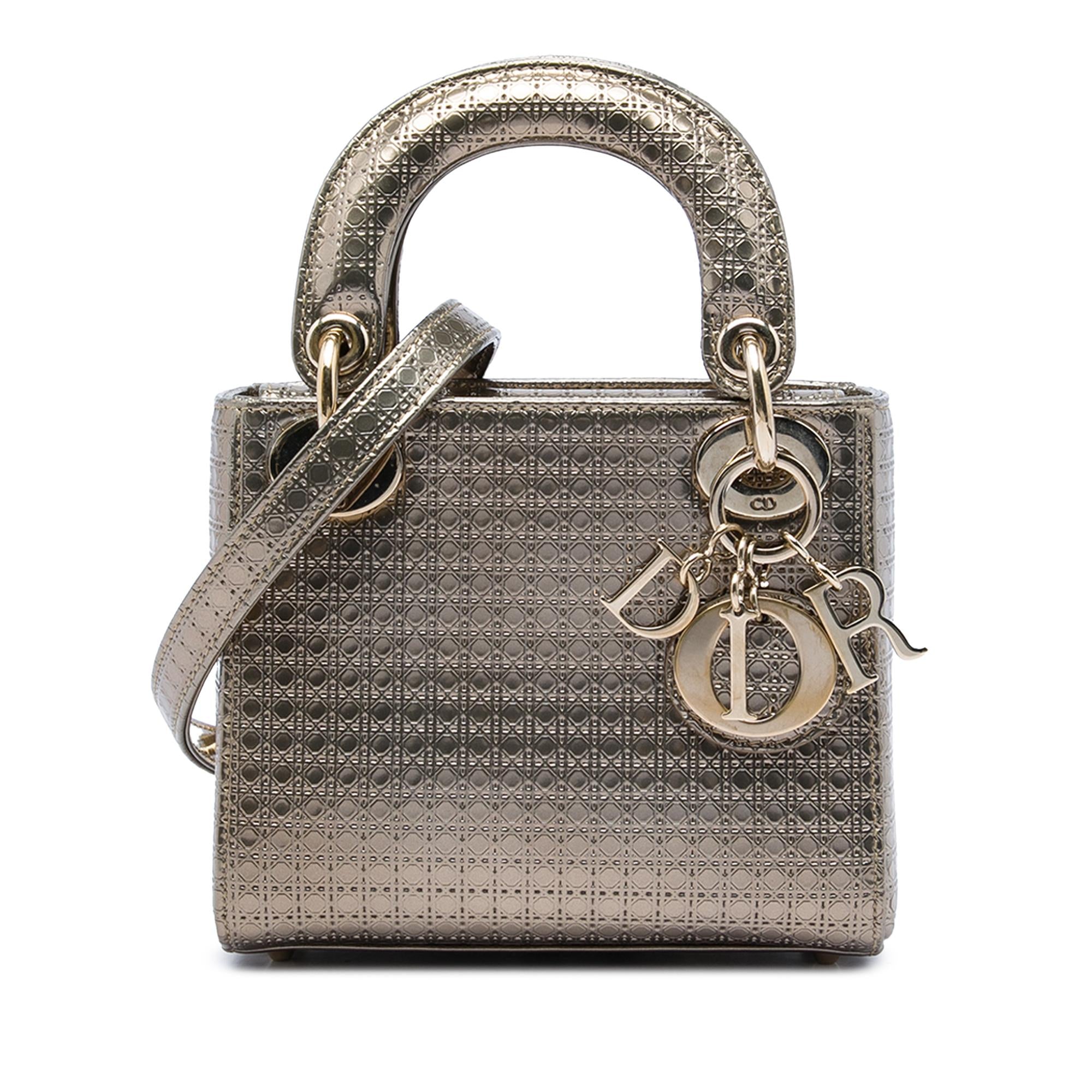 Dior Mini Metallic Patent Microcannage Lady Dior
