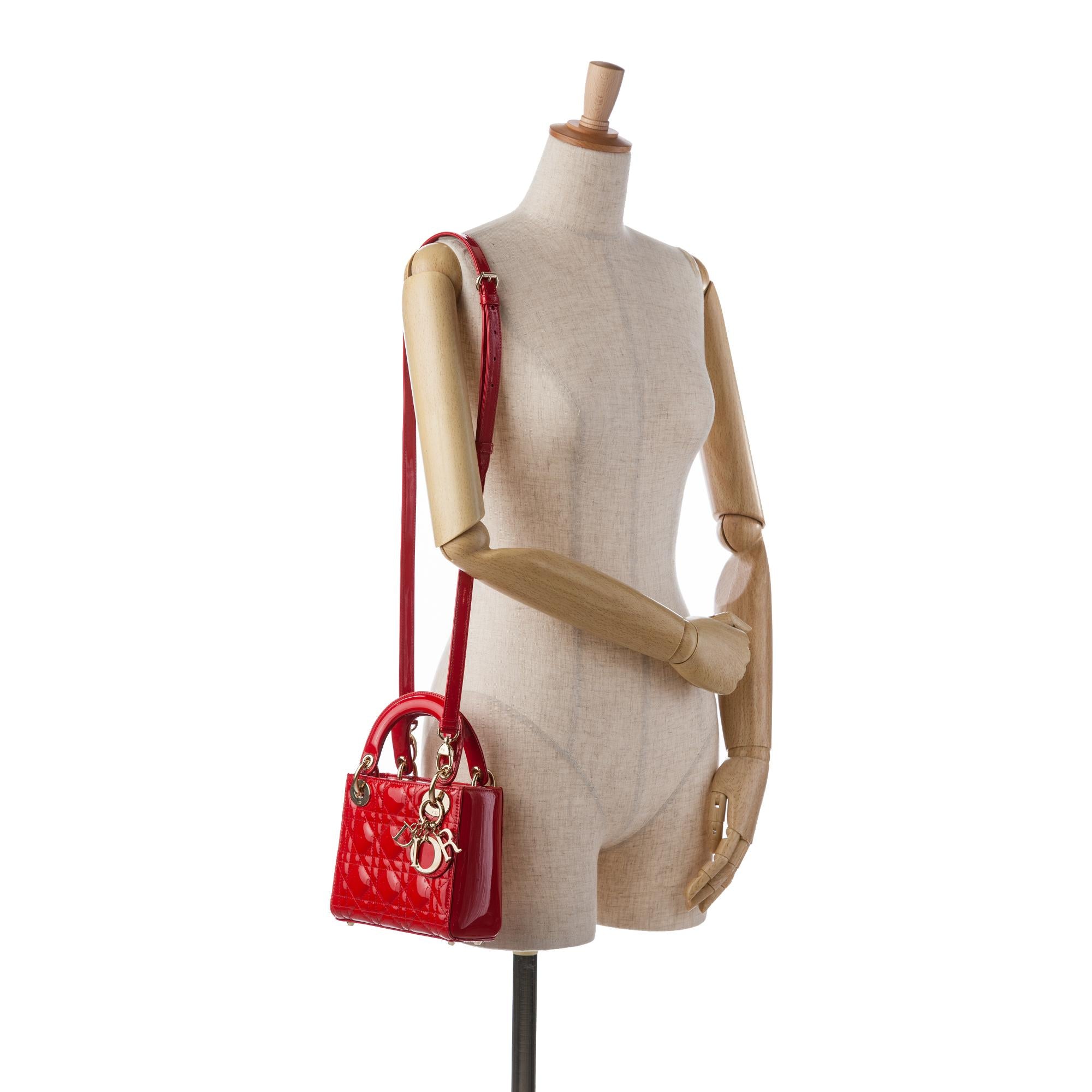 Dior Mini Patent Cannage Lady Dior (SHG-P63Gtn)