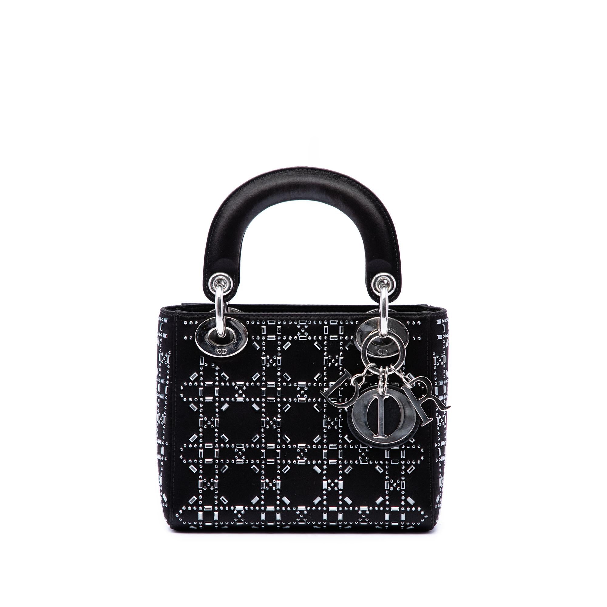 Dior Mini Satin Cannage Crystal Embellished Lady Dior