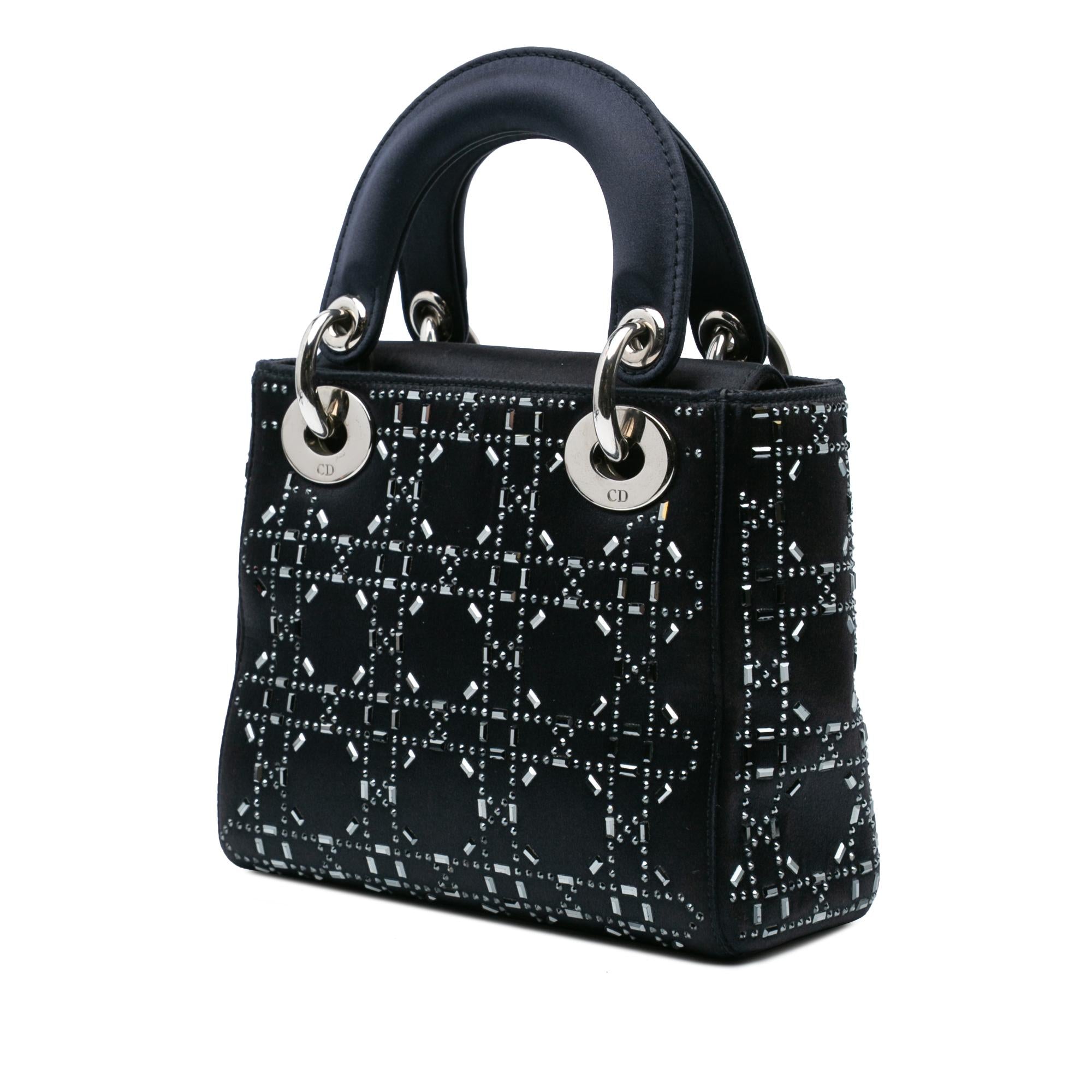 Dior Mini Satin Cannage Strass Crystal Embellished Lady Dior