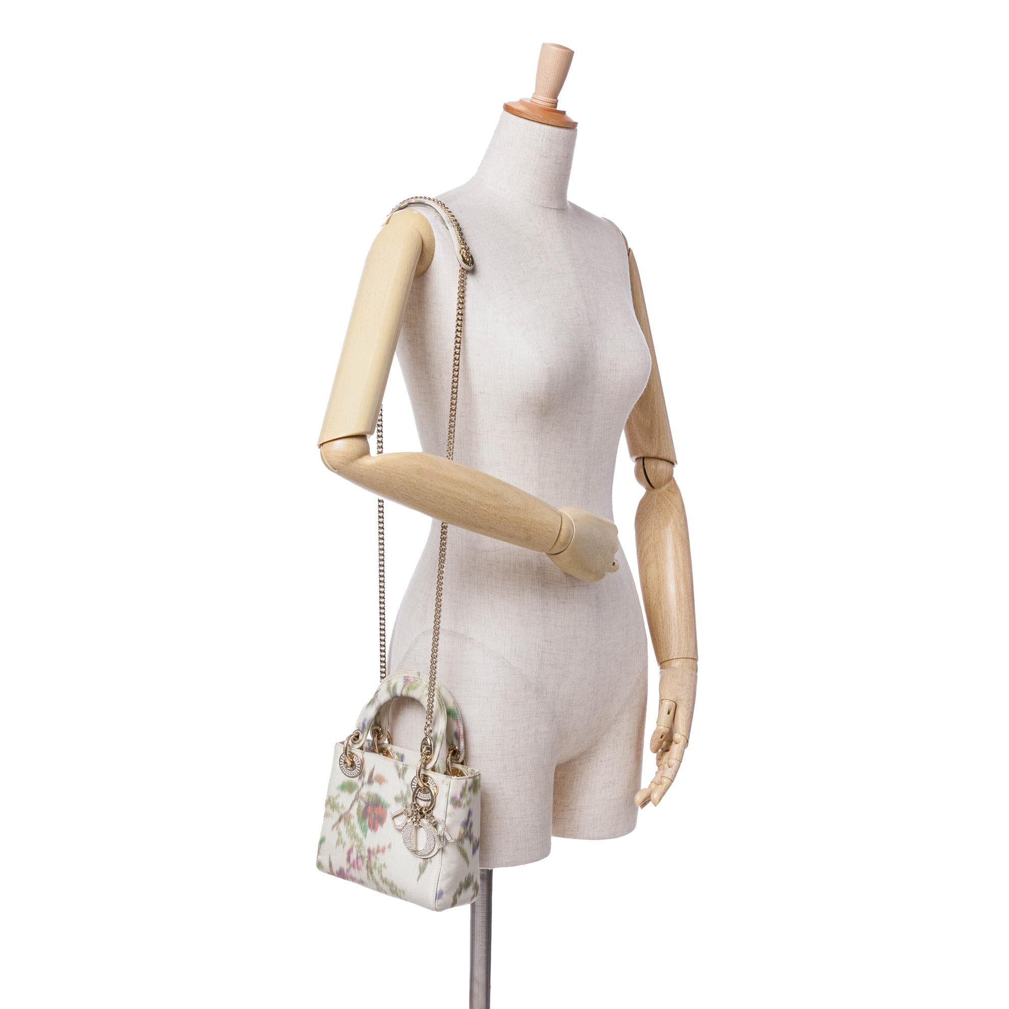 Dior Mini Satin Floral Crystal Lady Dior