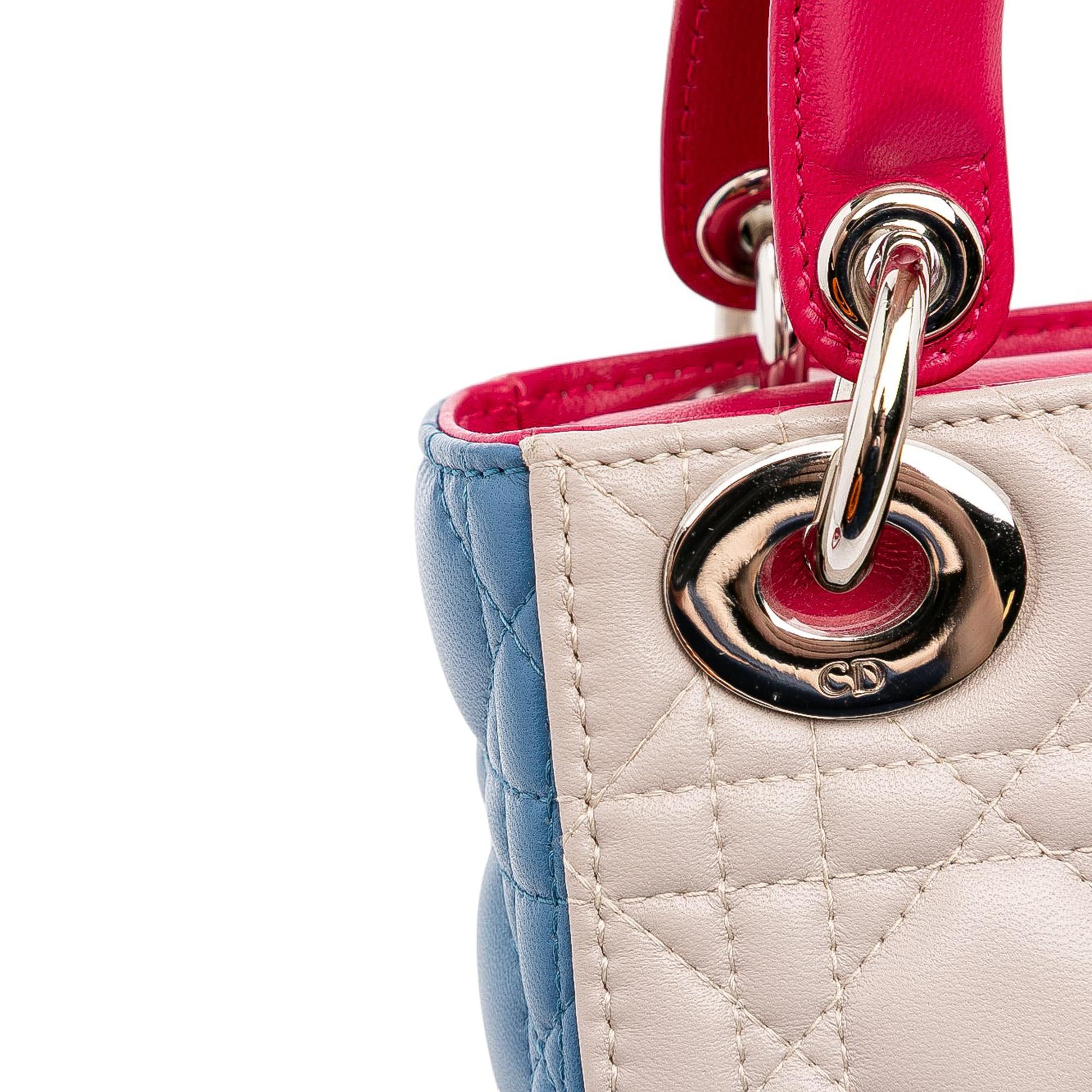 Dior Mini Tricolor Lambskin Cannage Lady Dior