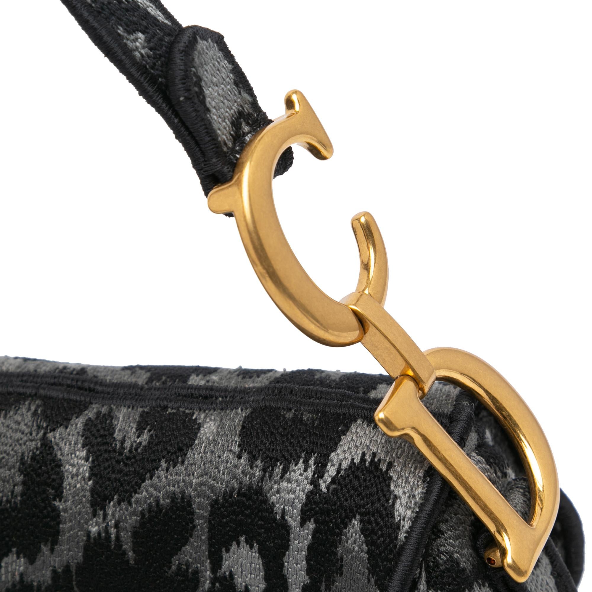 Dior Mizza Embroidered Canvas Leopard Saddle Bag
